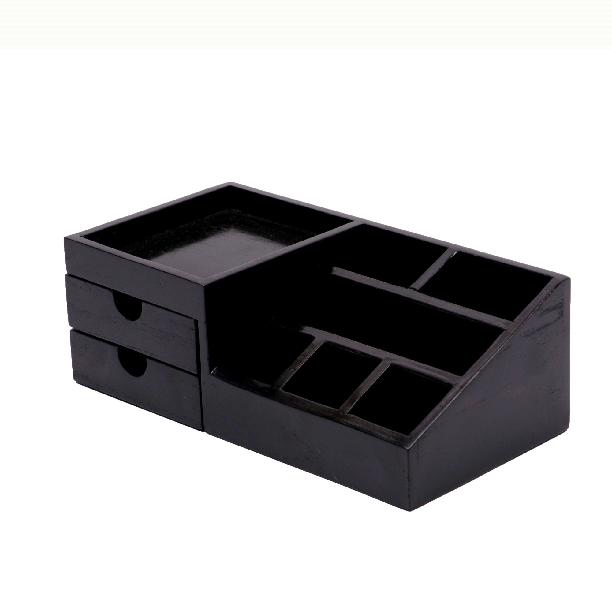 7-compartment Wood Desk Organizer (Dark Tone) Desk Organizer