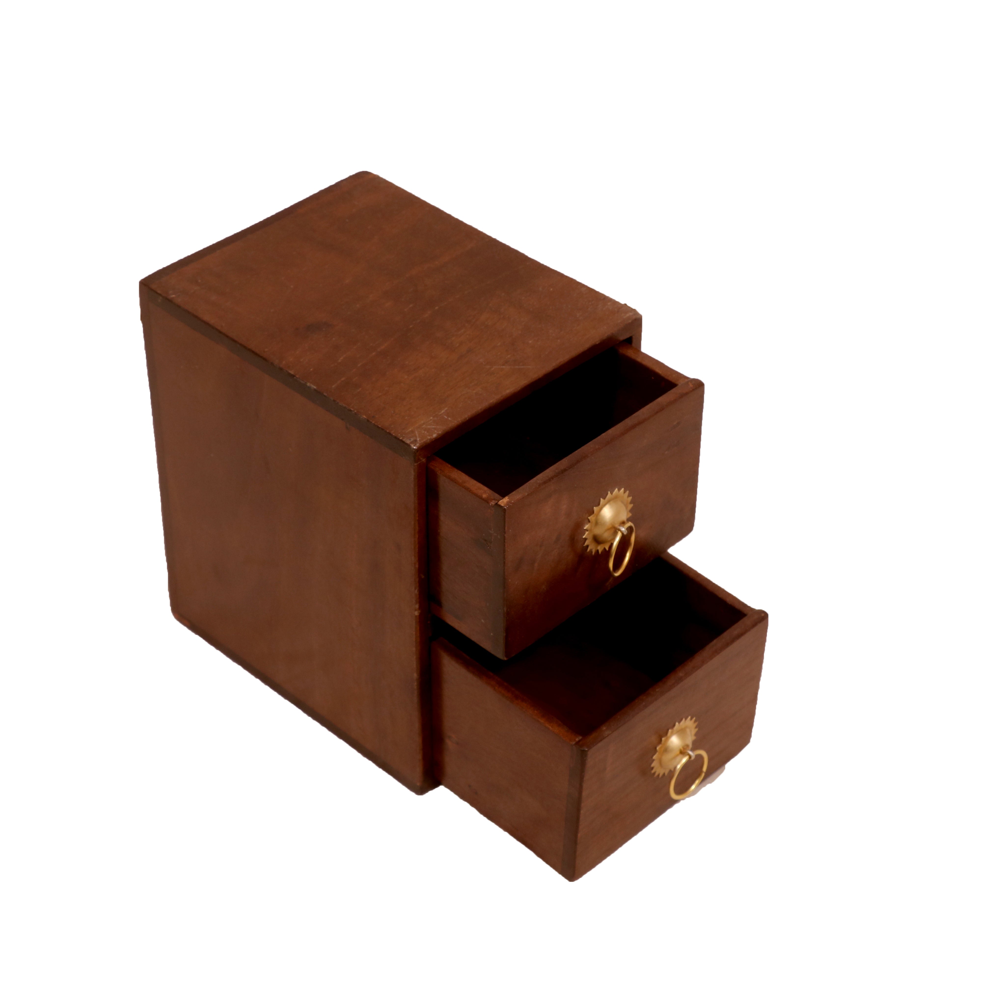 Solid Wood 2-Drawer Set with Holder (7 x 9 x 10 Inch) Desk Organizer