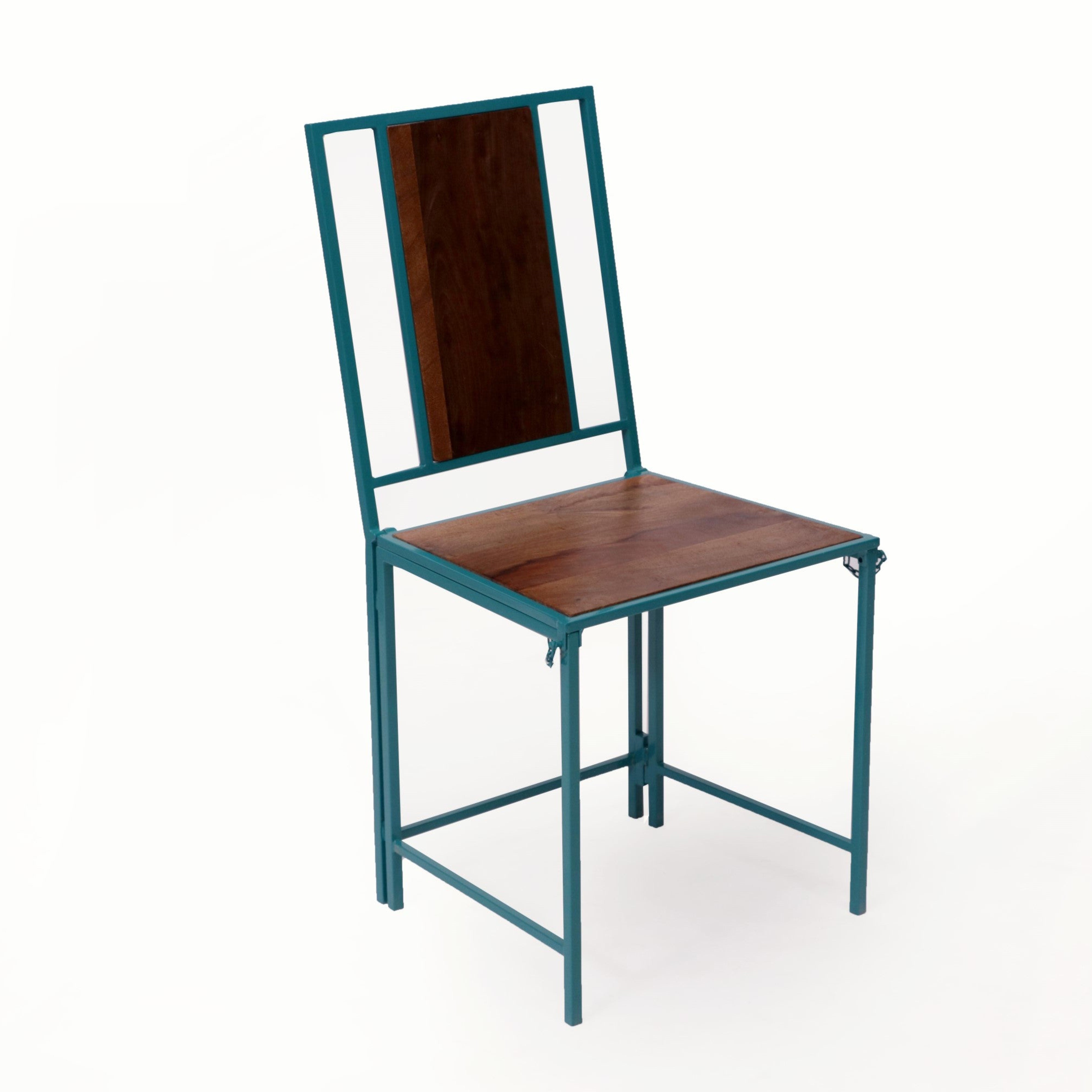 (Set of 2) Sea Green Wooden Metallic Dinning Folding Chair Dining Chair