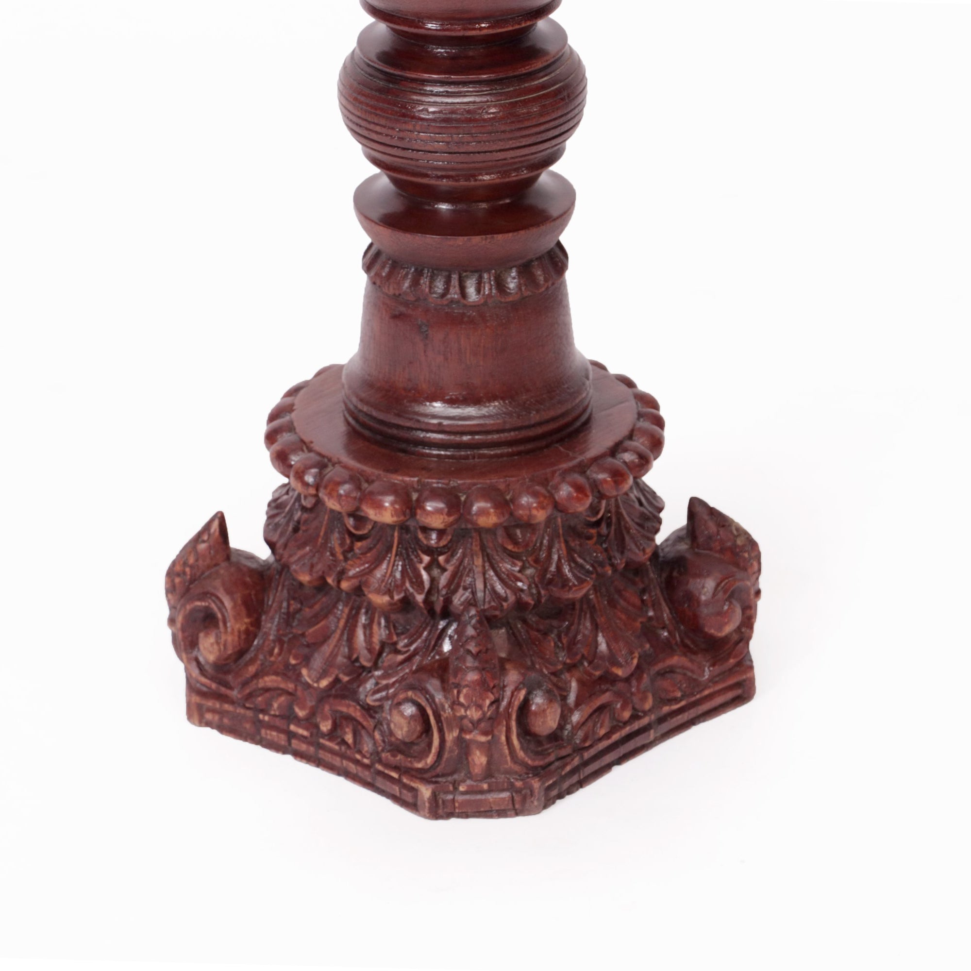 Wood Carved Long Tower Hook Candle Holder