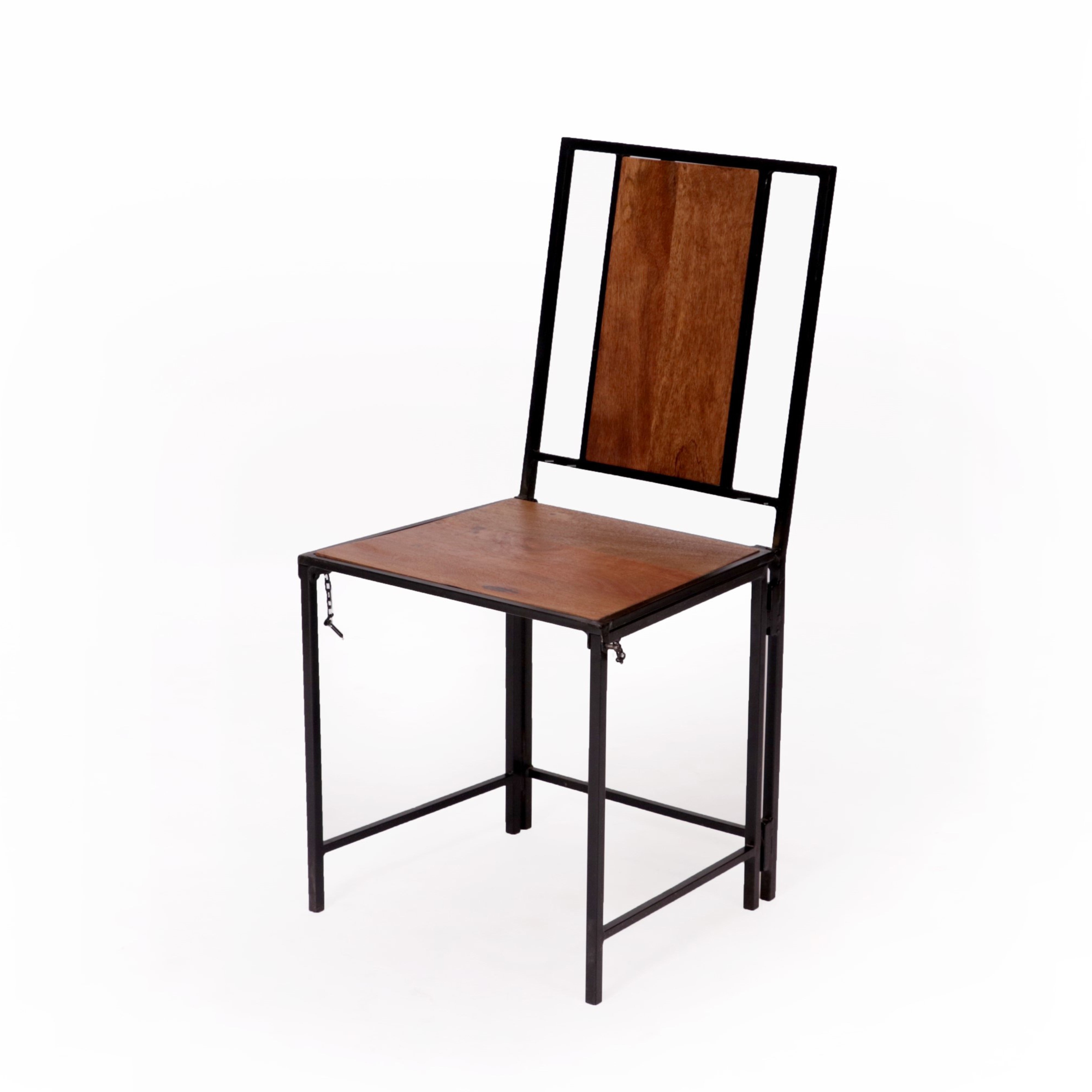 (Set of 2) Black Wooden Metallic Dinning Folding Chair Dining Chair