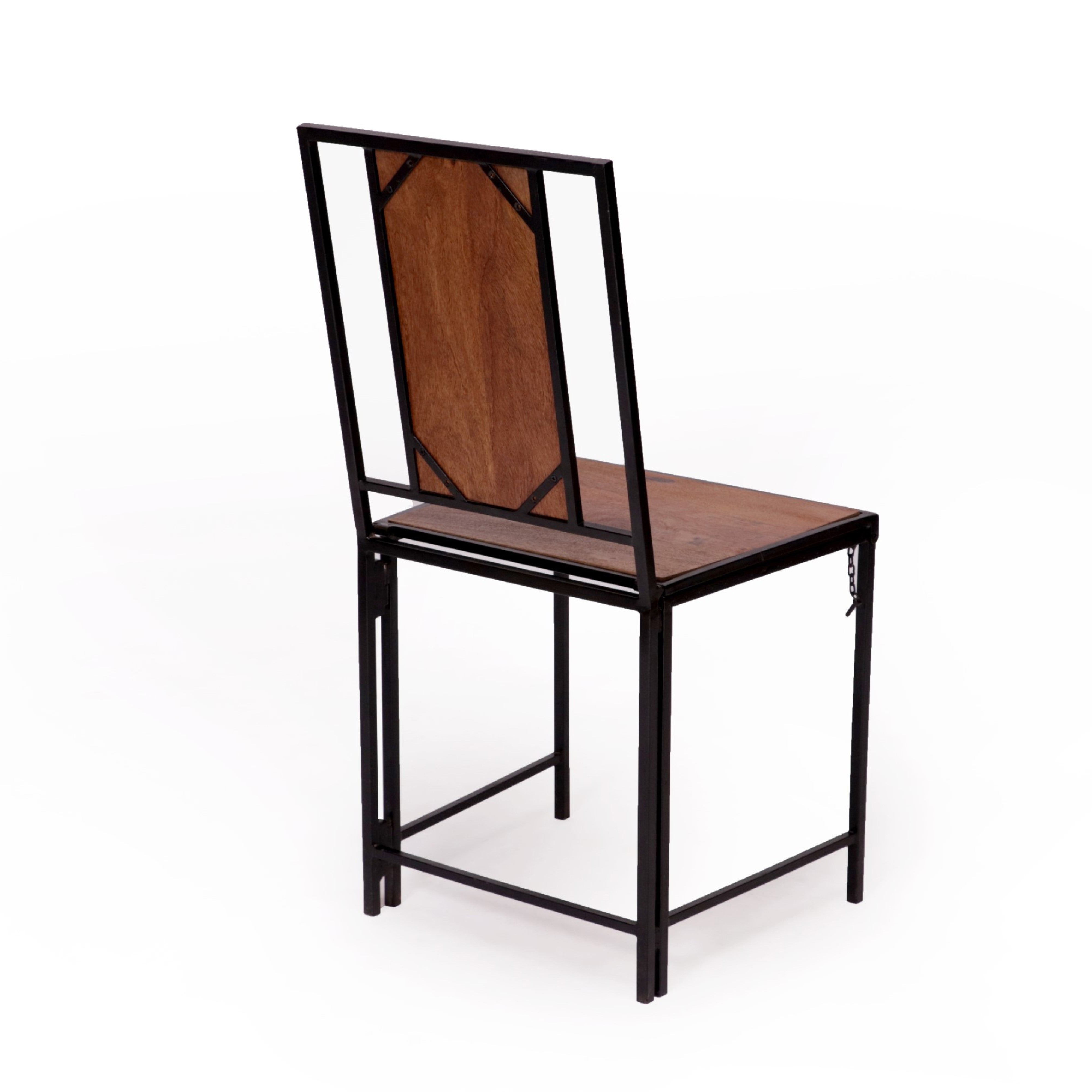 (Set of 2) Black Wooden Metallic Dinning Folding Chair Dining Chair