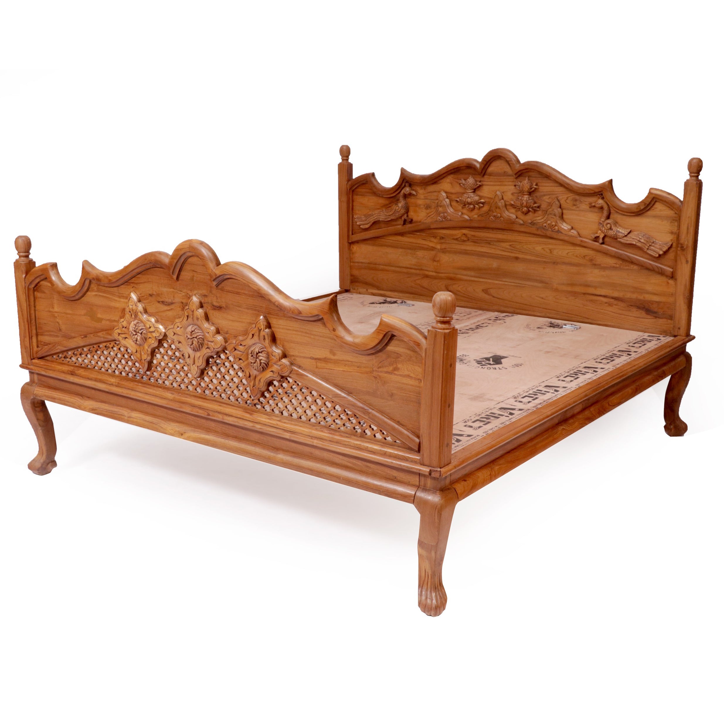 Teak Wood Light Brown-Finish Bed Bed