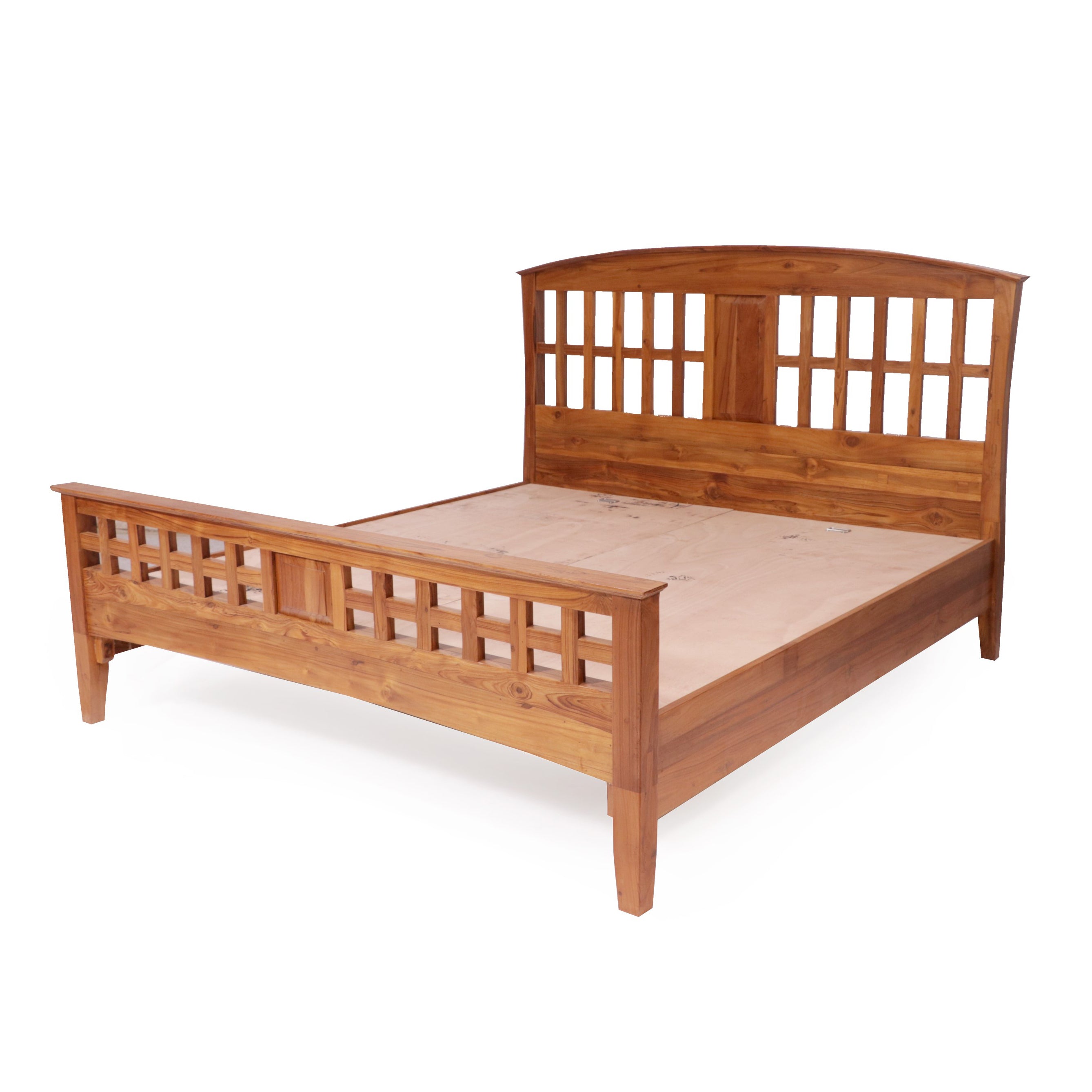 Rectangular Design Bed in Natural Light Brown Finish Bed