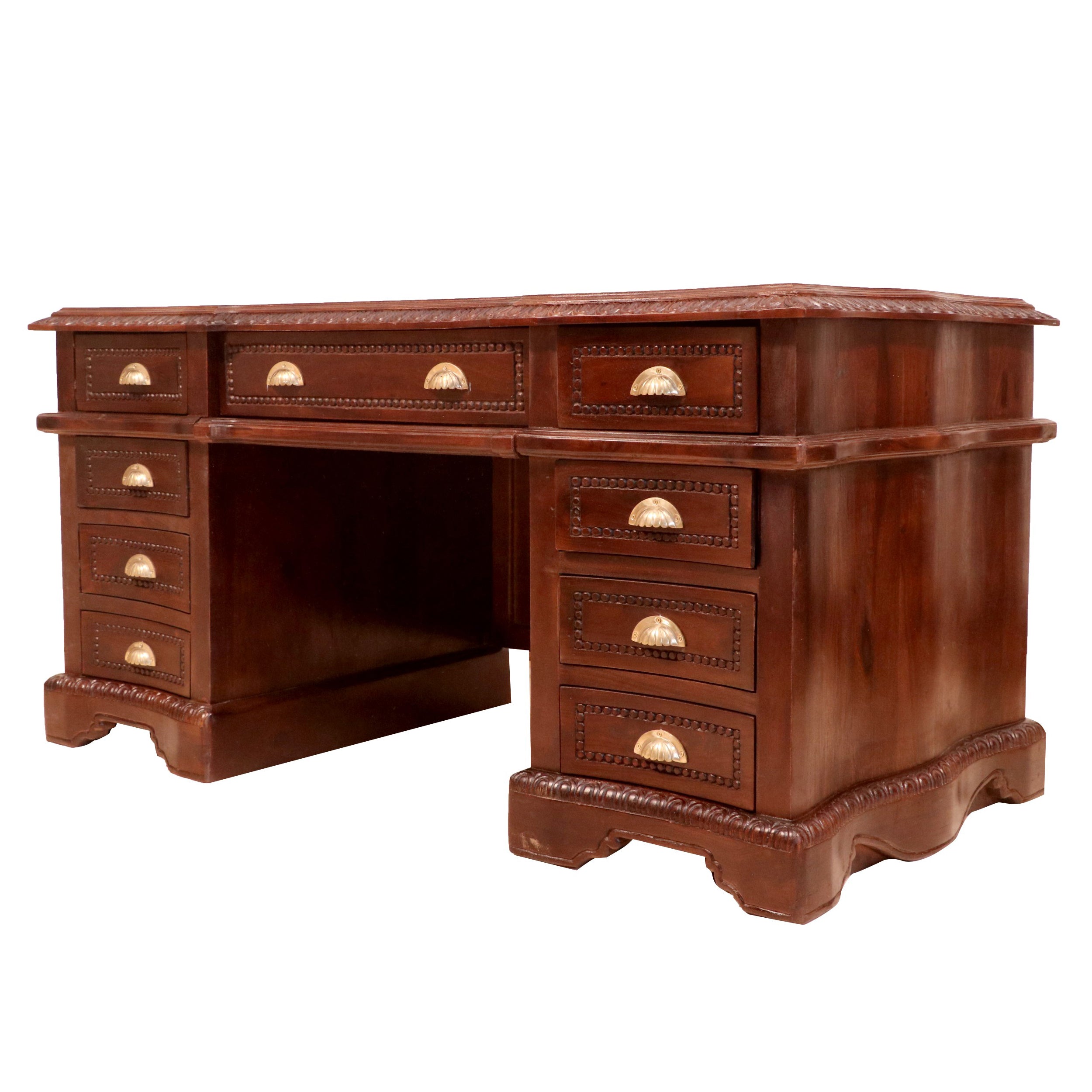 Teak polished Sturdy Wooden Royal Office Desk Study Table