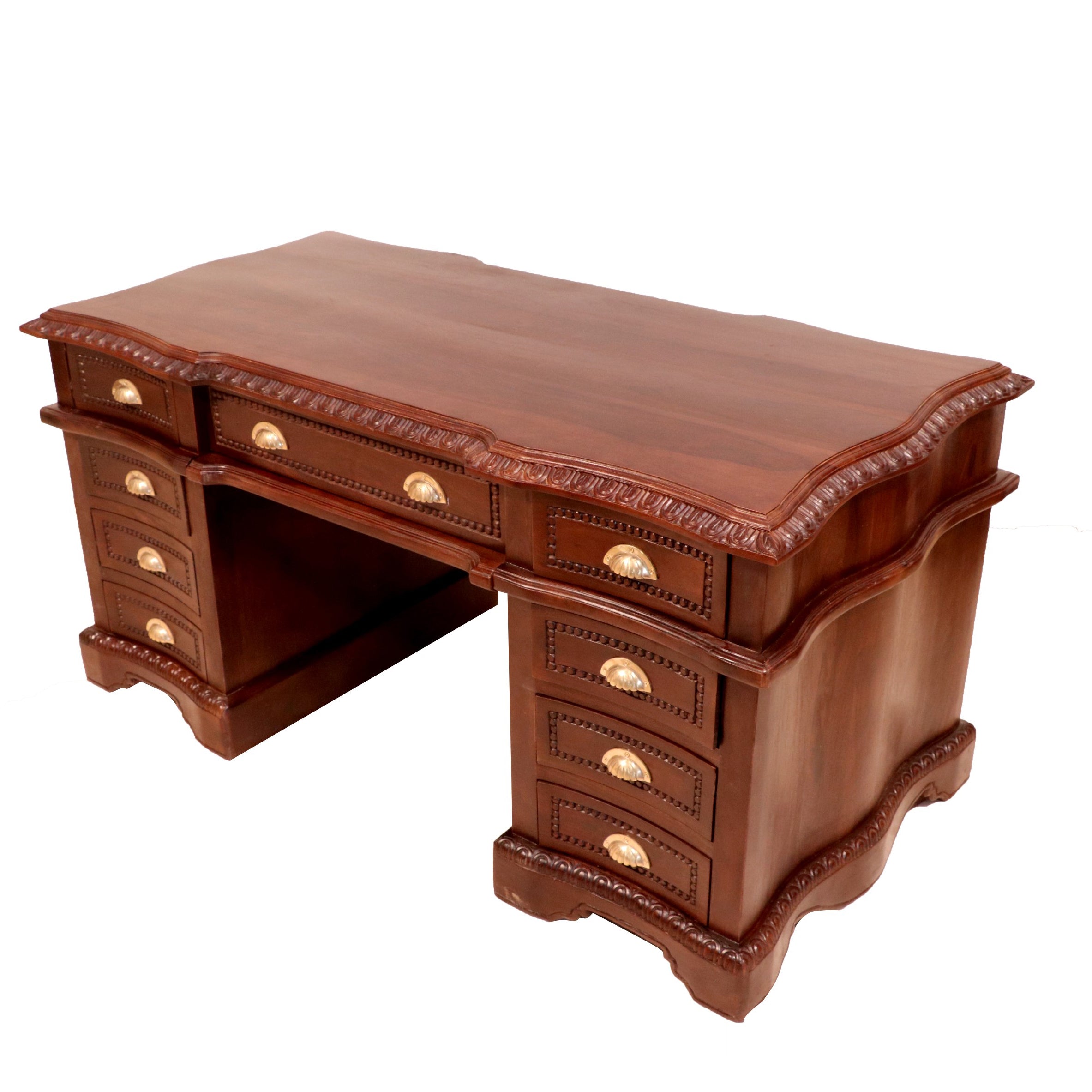 Teak polished Sturdy Wooden Royal Office Desk Study Table