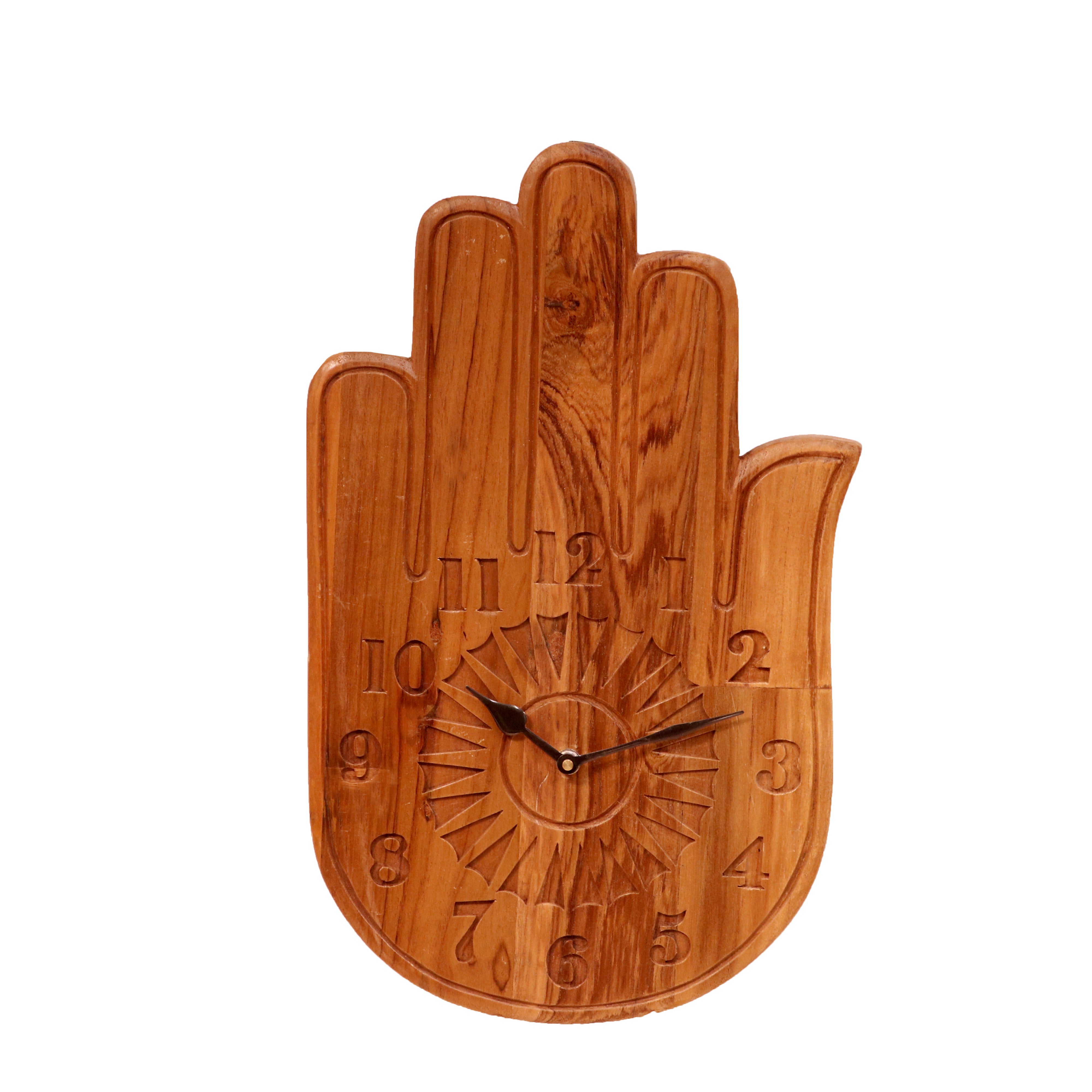 Hand of Goddess Styled Handmade Wooden Clock for Home Clock