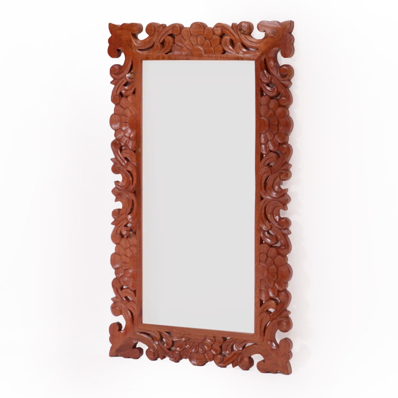 Flower Petal Carved wooden Mirror Mirror