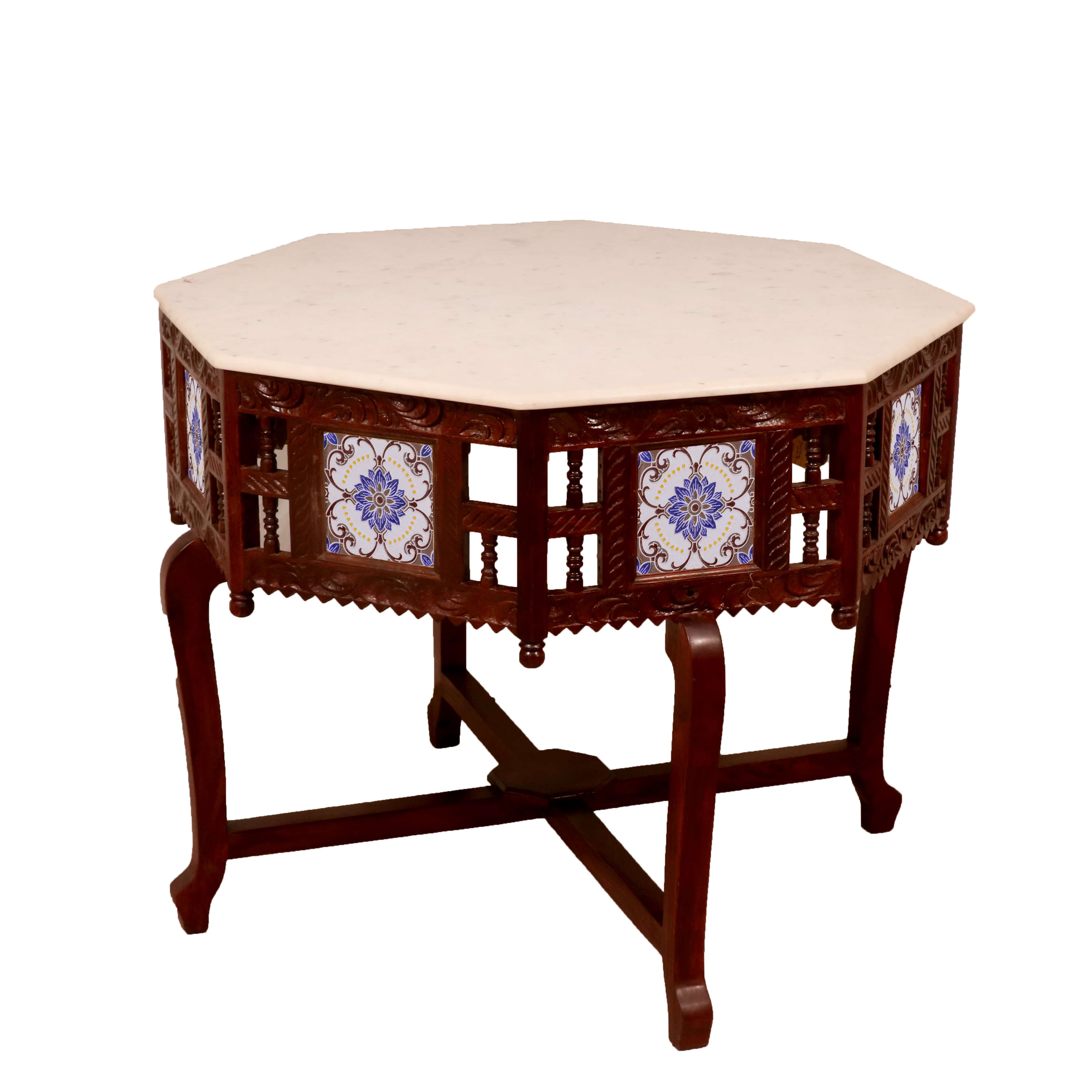 White Round Table End Table