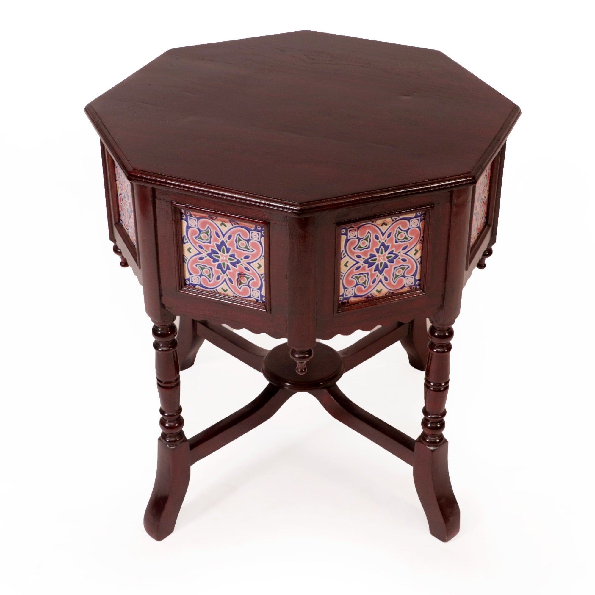 Classic Traditional Hexagonal Tiled Table End Table