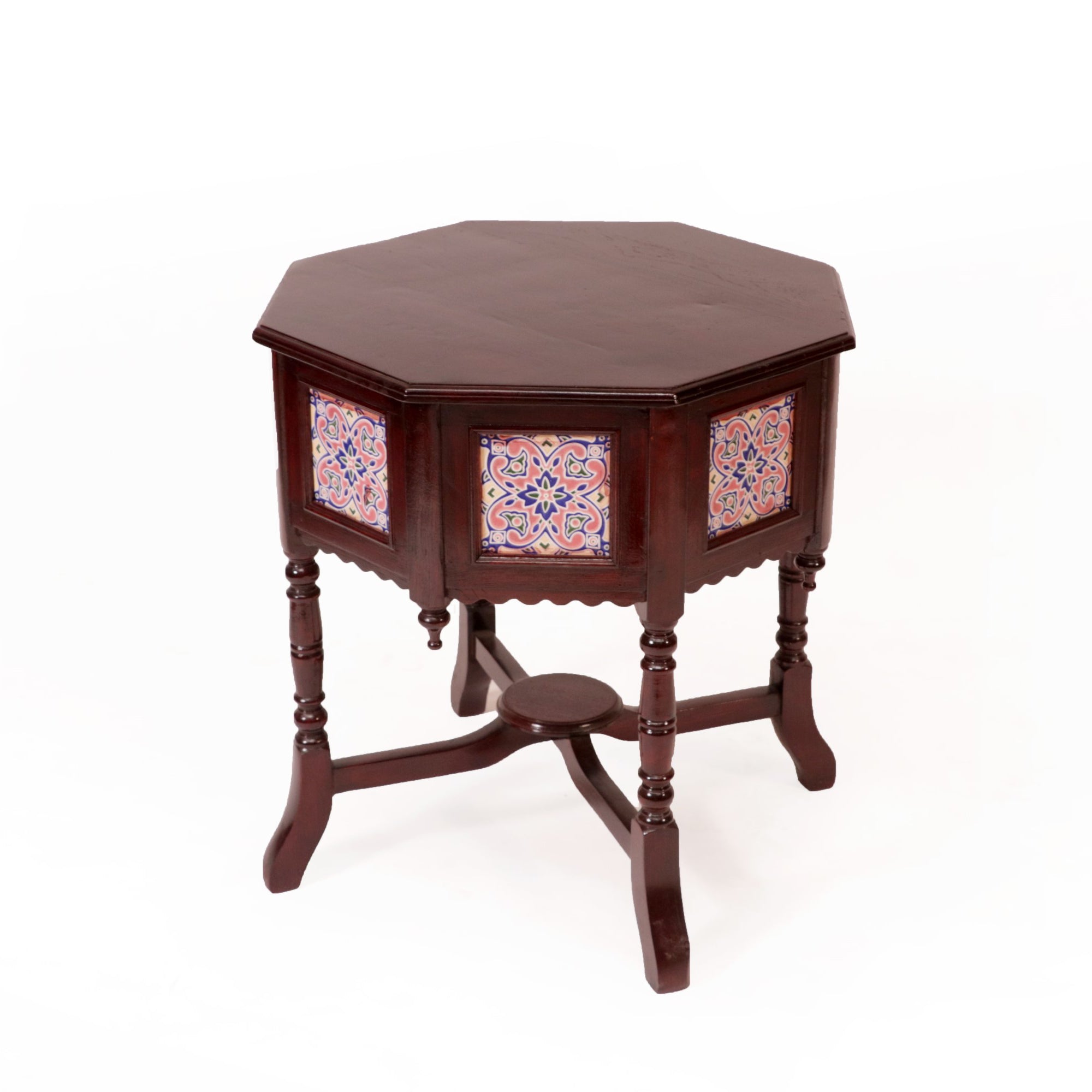 Classic Traditional Hexagonal Tiled Table End Table
