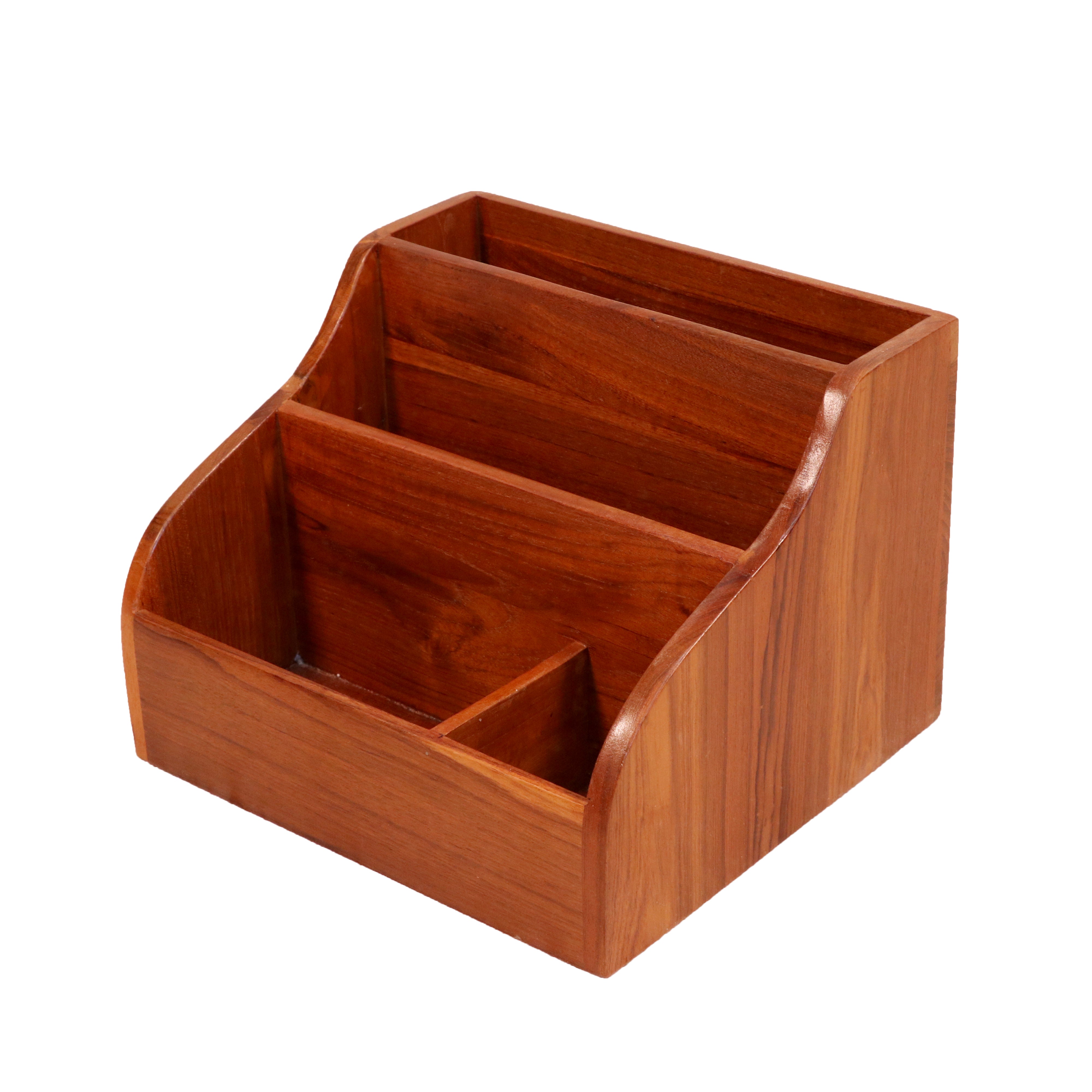 Simple Decent Natural Brown Handmade Wooden Desk Organizer for Office Desk Organizer