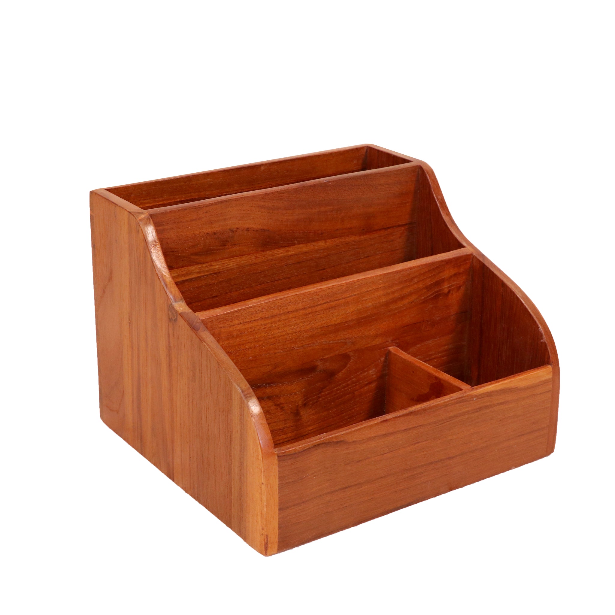 Simple Decent Natural Brown Handmade Wooden Desk Organizer for Office