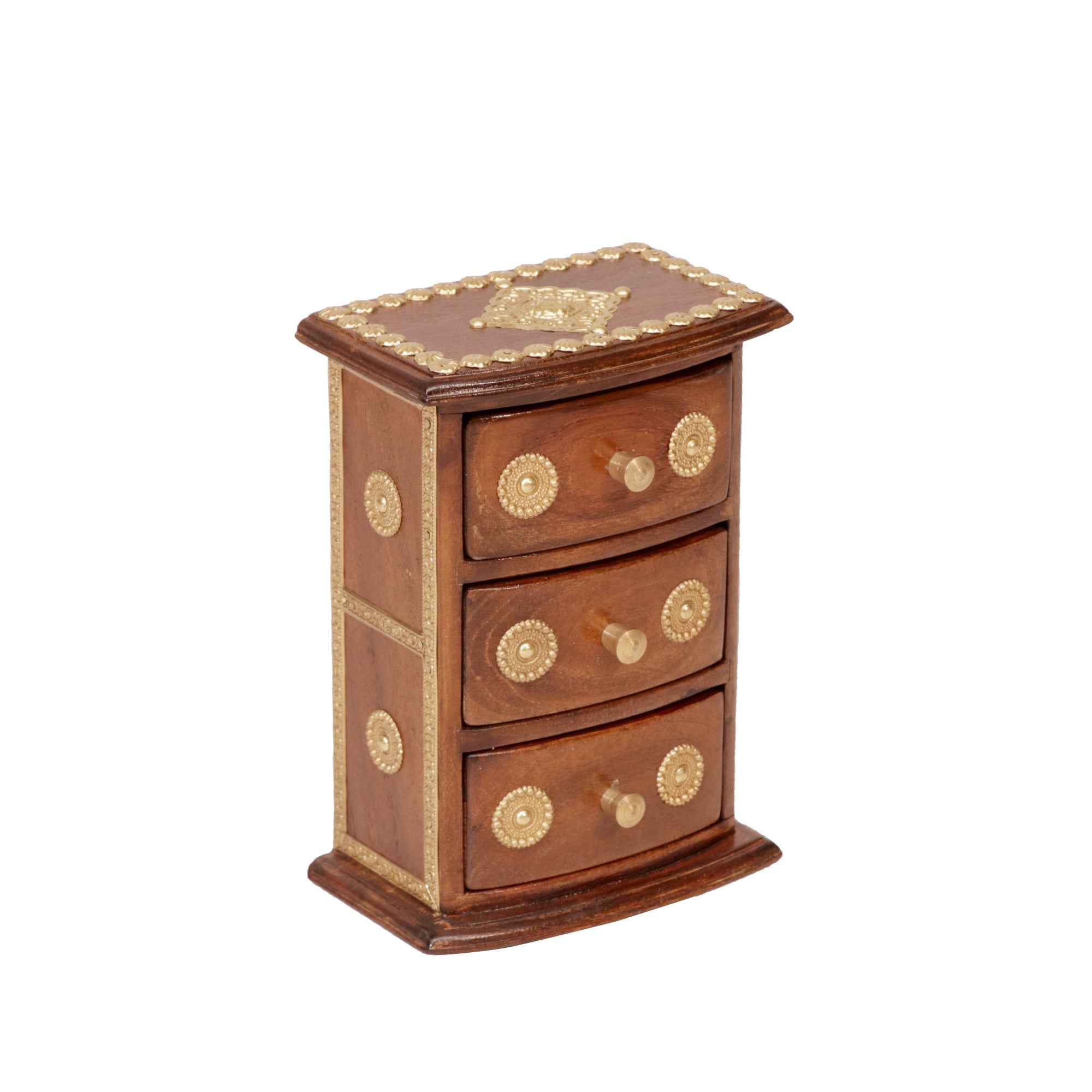 Brass fitted 3 drawers miniature desk organiser drawers chest Desk Organizer