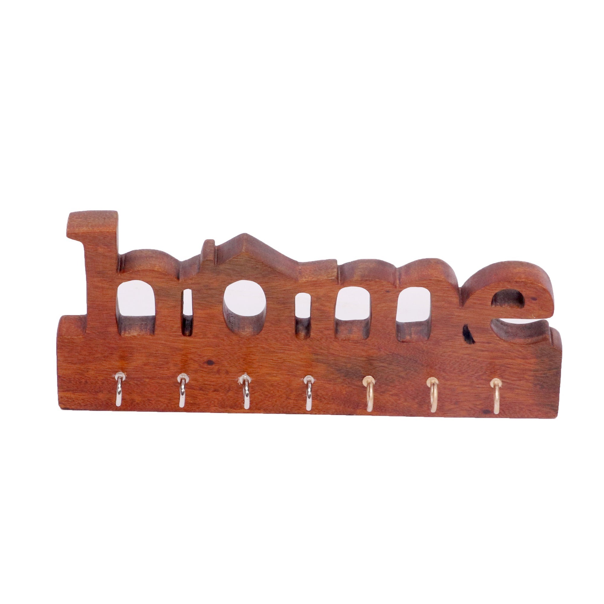 Solid wood Home shaped wall hanging Keychain Key Holder