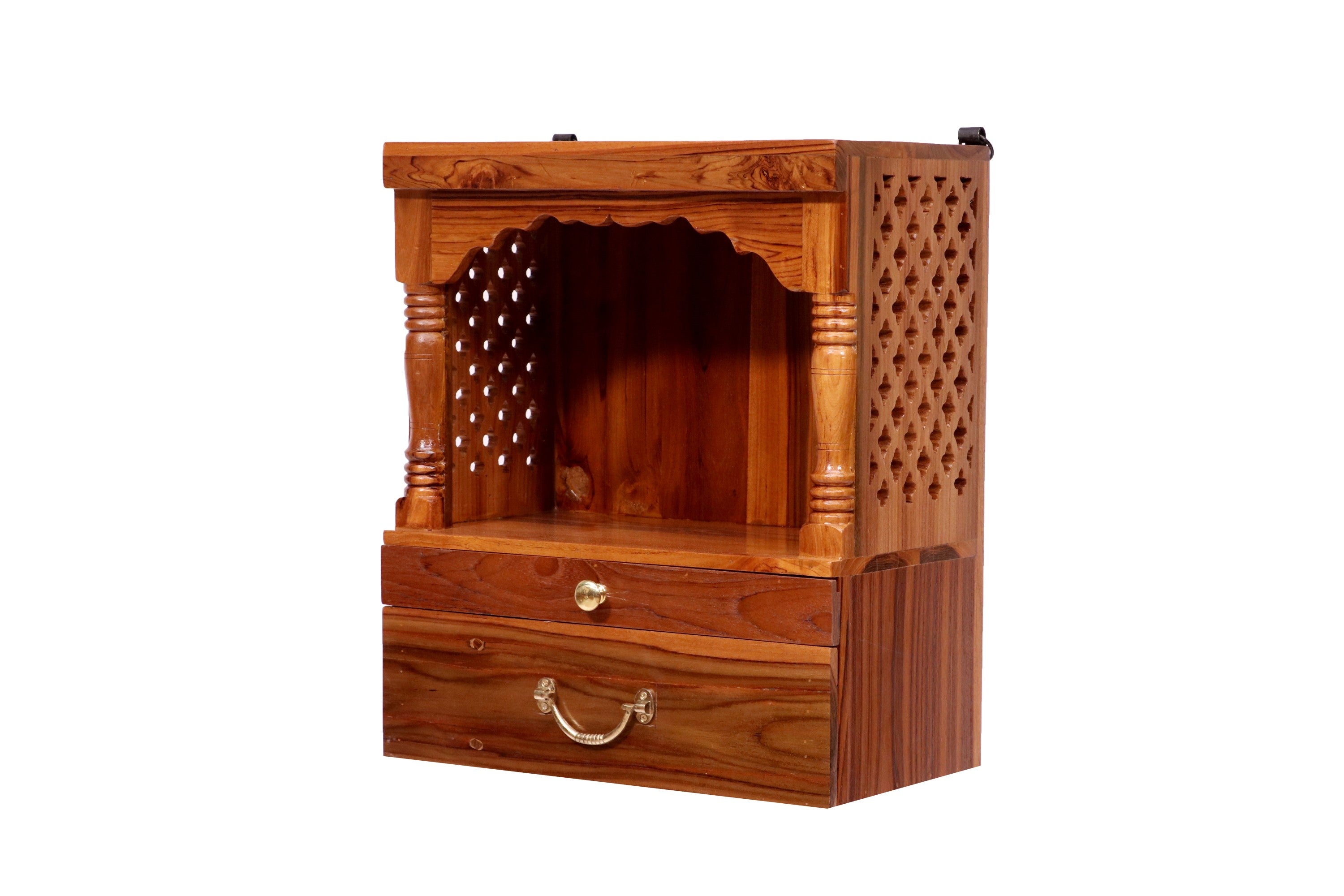 Adore Small Carved Jali Style Handmade Spiritual Wooden Temple for Home Temple