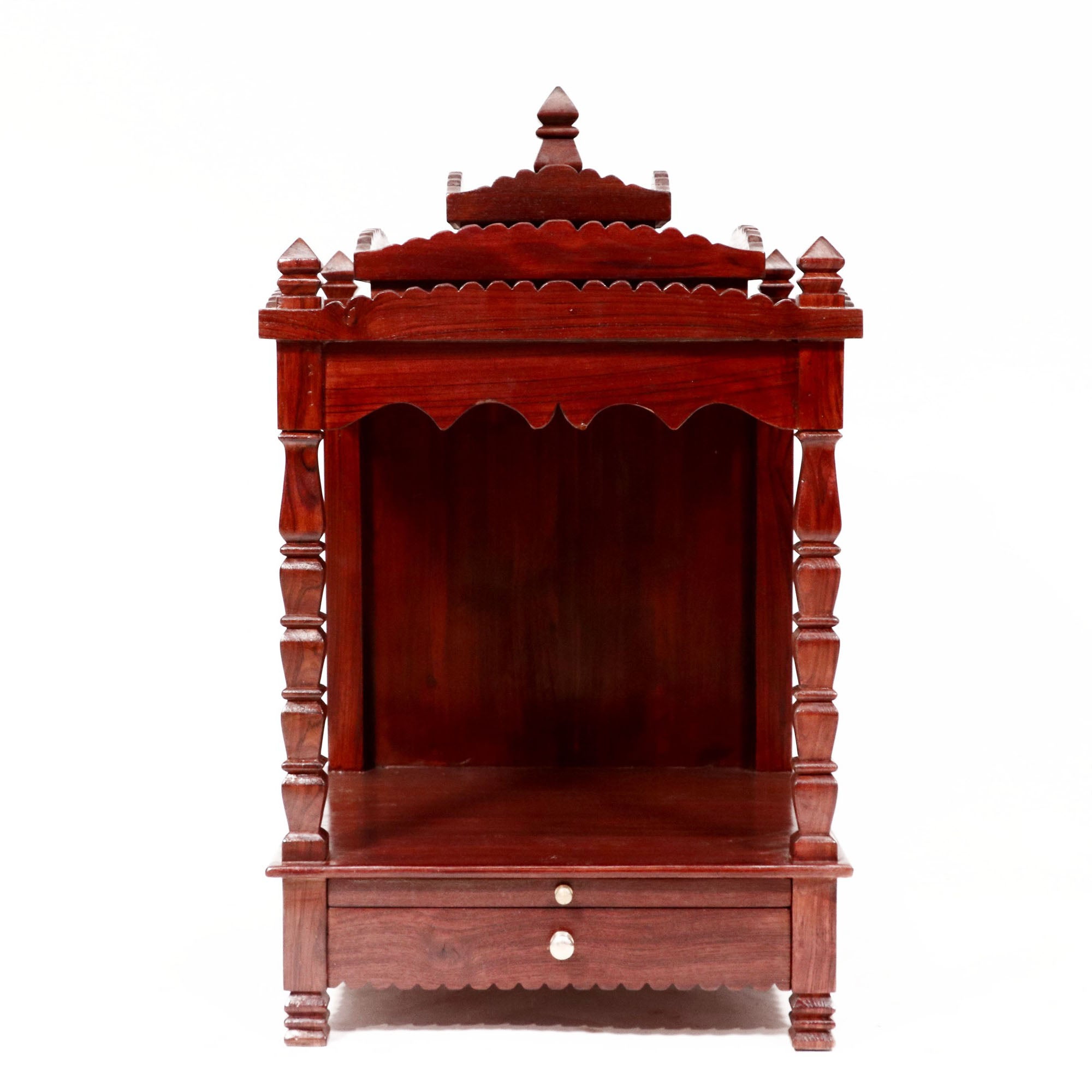 Tiered Wooden Mandir with Tray & Drawer Temple