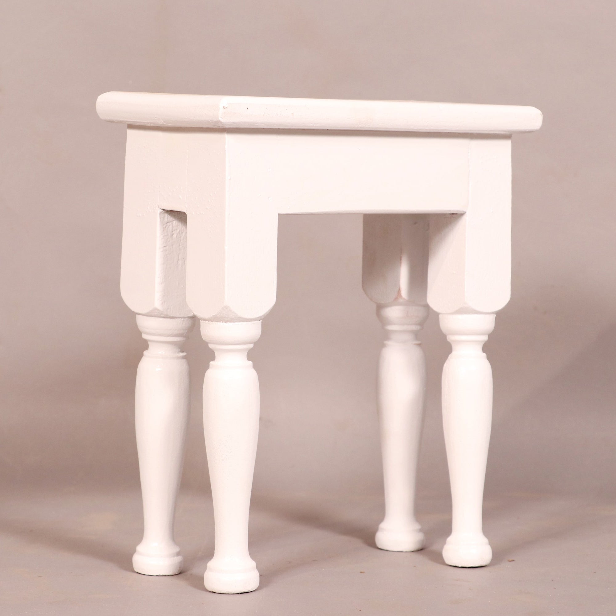 Wooden White painted Stool Traditional Décor