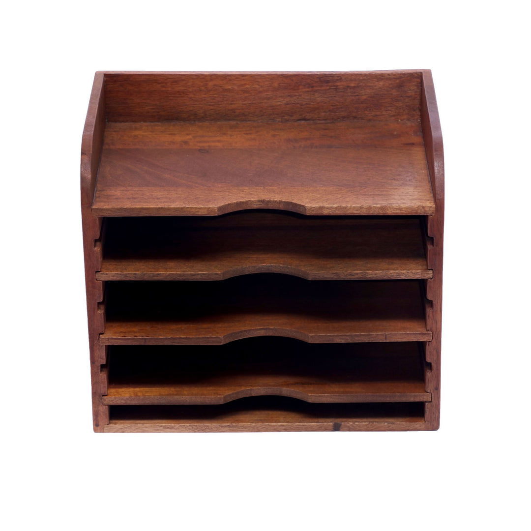 Multiple Slot Handmade Wooden File Rack Organiser Desk Organizer