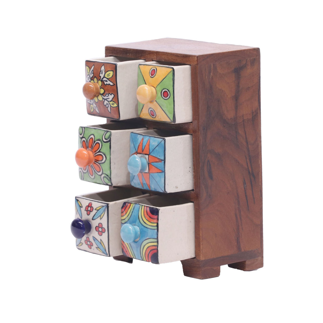 6 Ceramic Drawer Chest Tower Desk Organizer