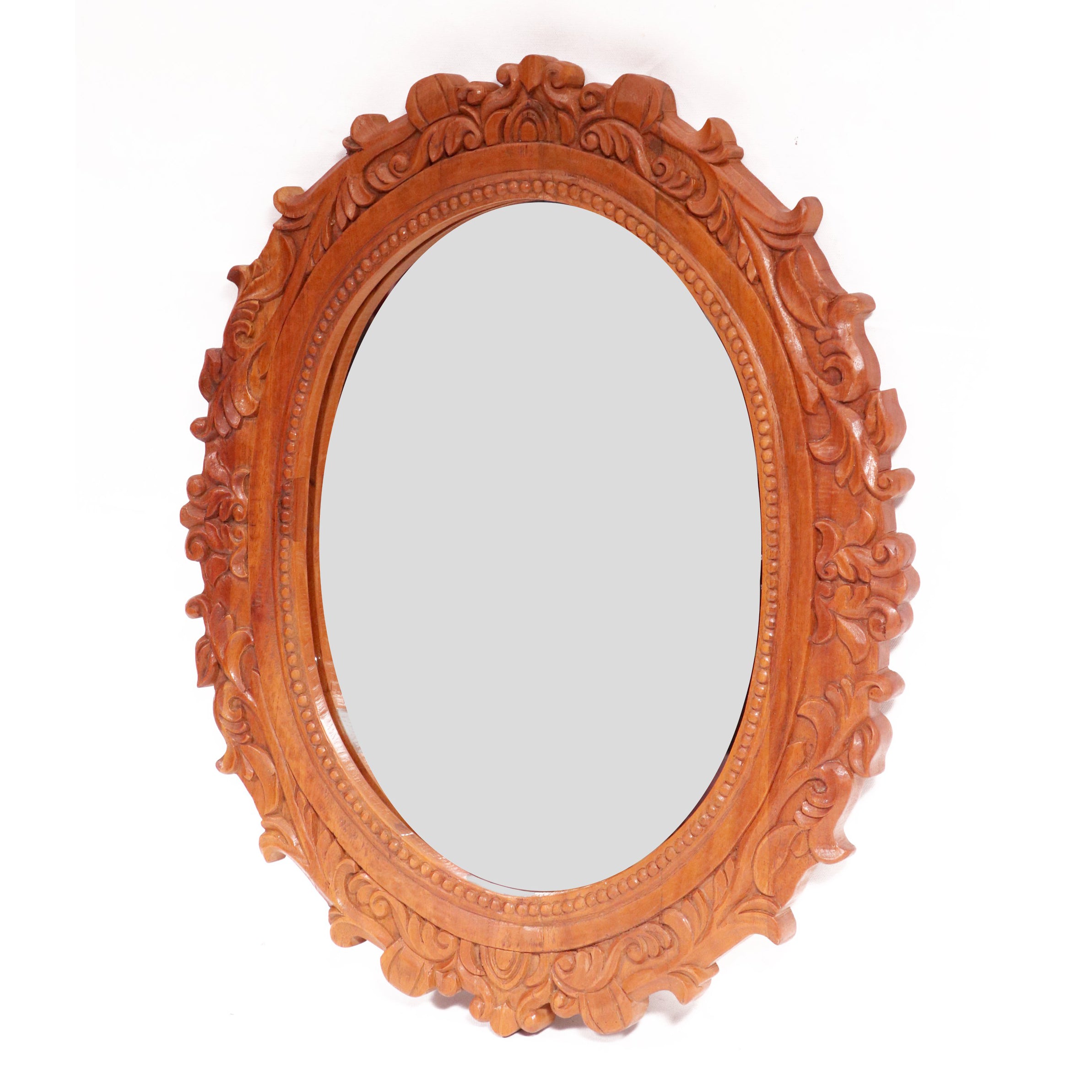 Wooden Sun flames carved round mirror Mirror