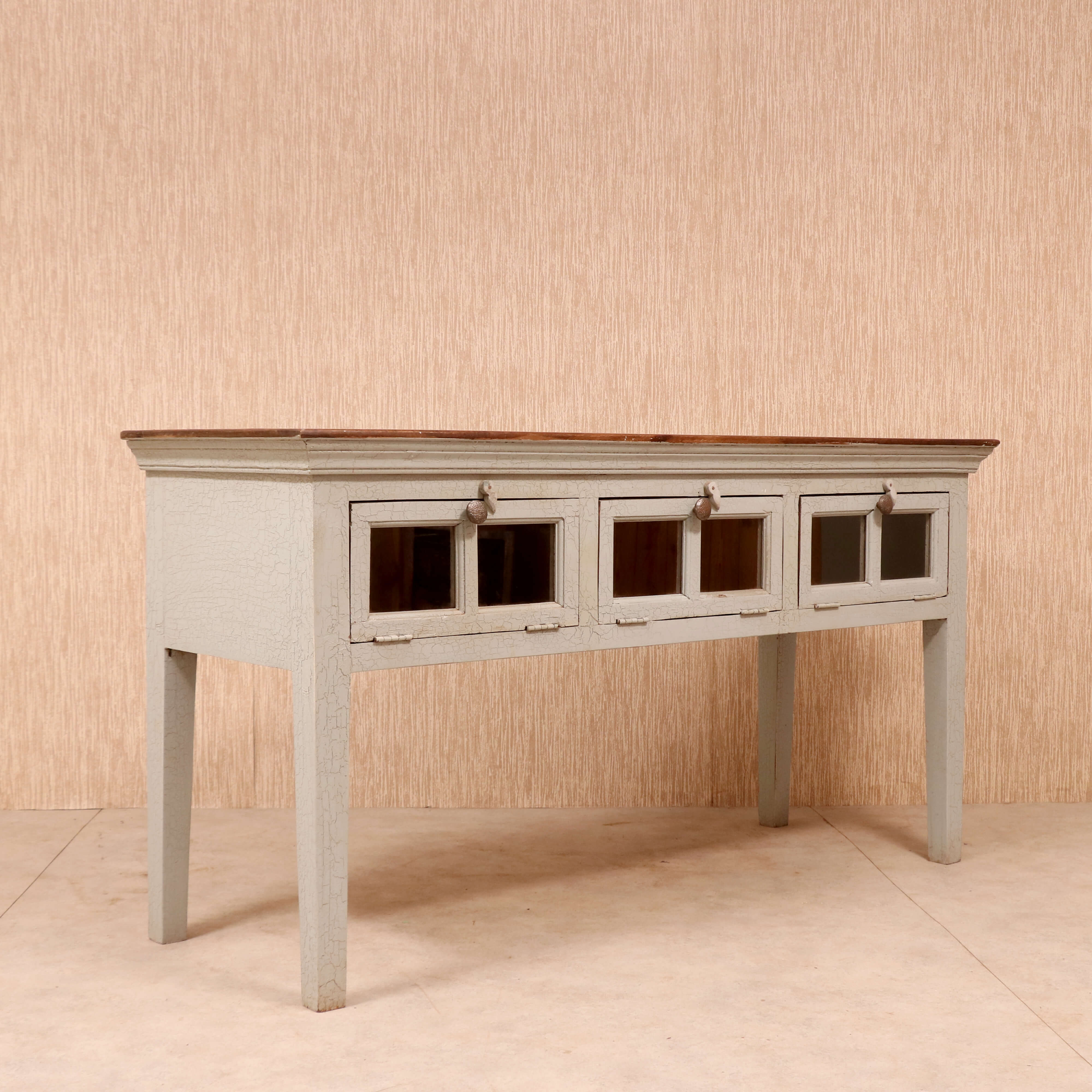 Antique Grey 3 Door Drawer's Table Console Table