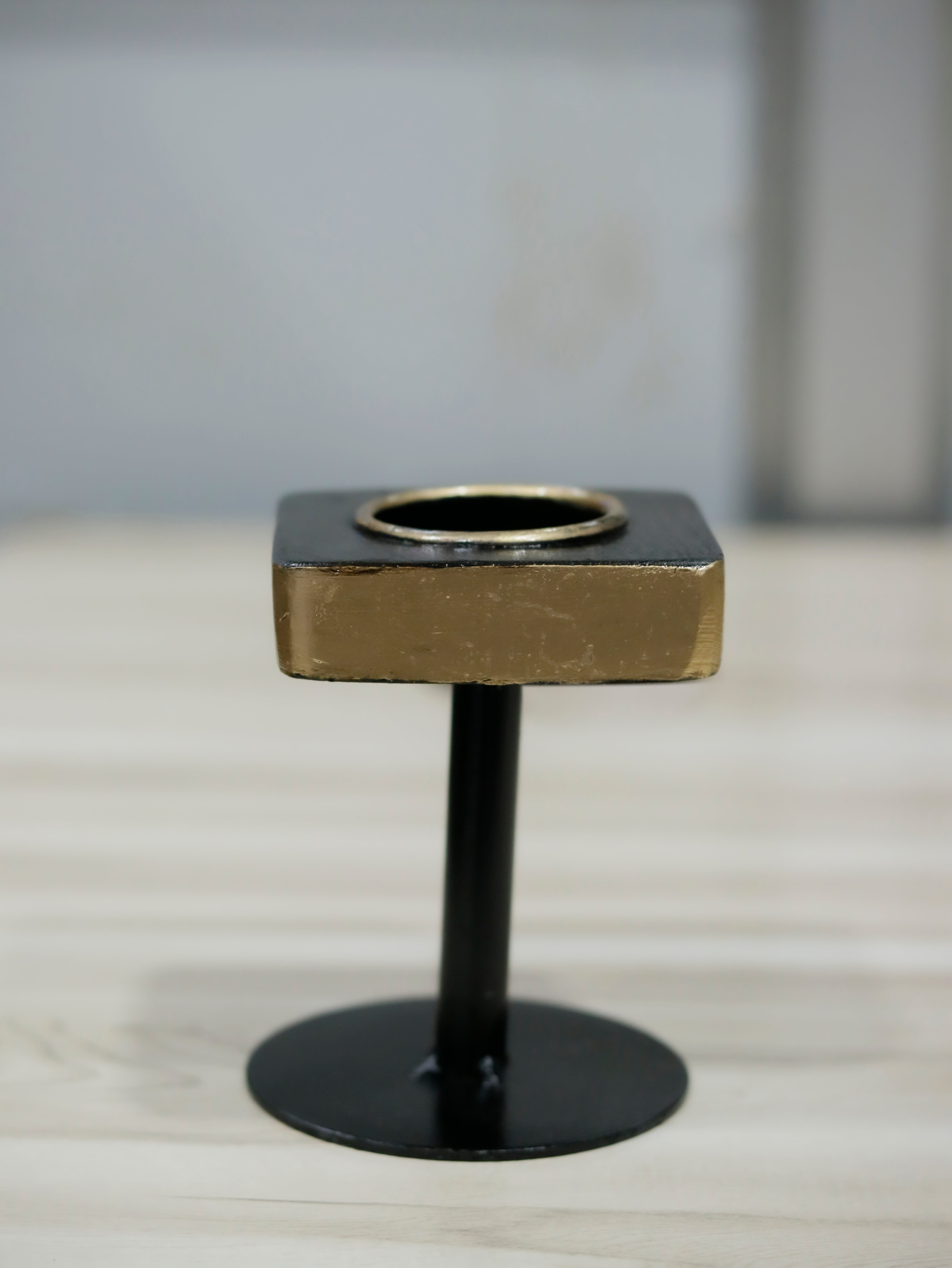 Delight Unique Golden Black Wooden Candle Stand Set Candle Holder