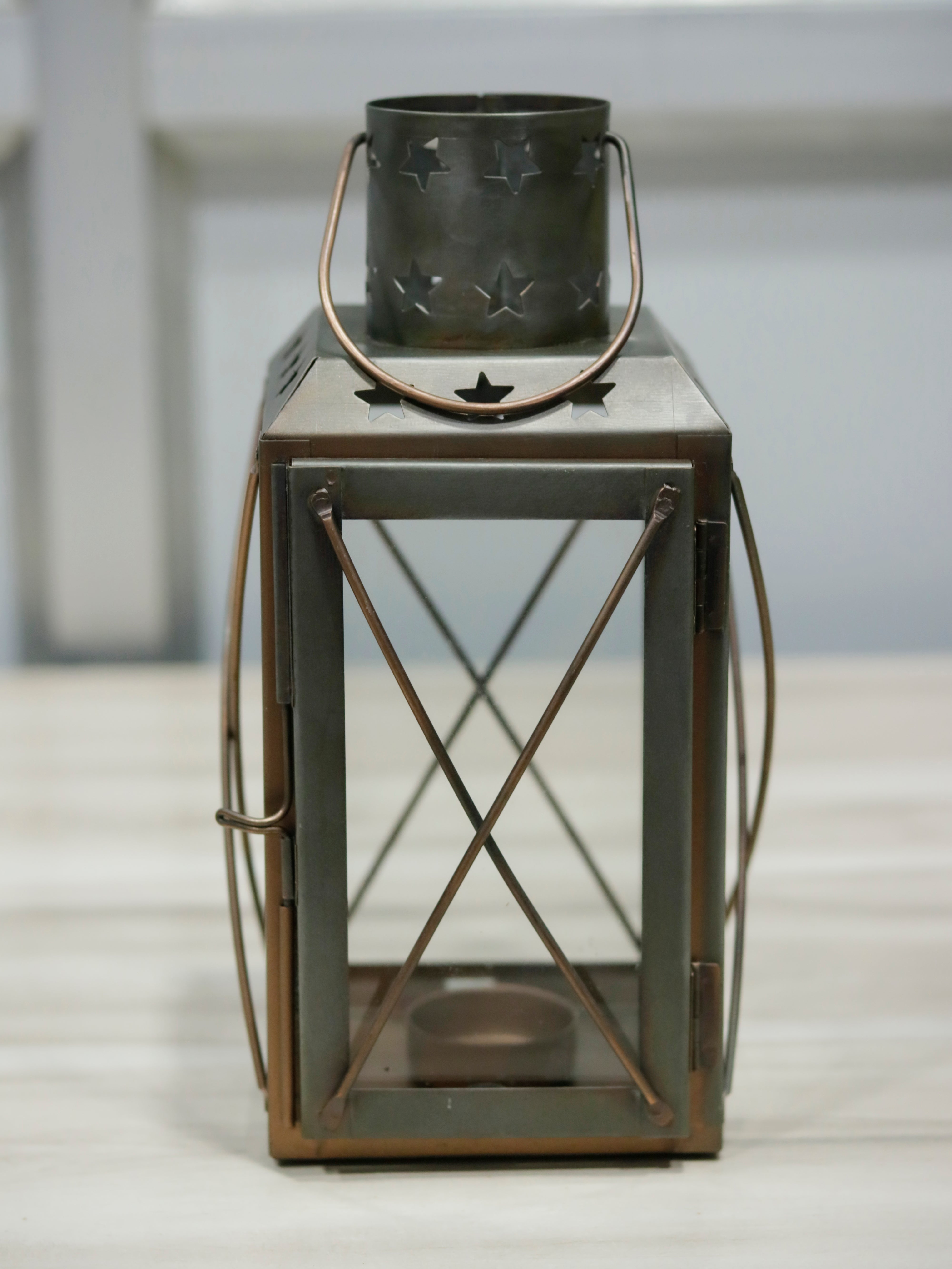 Vintage Cross Silver Metal Seasonal Lamp for Home Decor Candle Holder