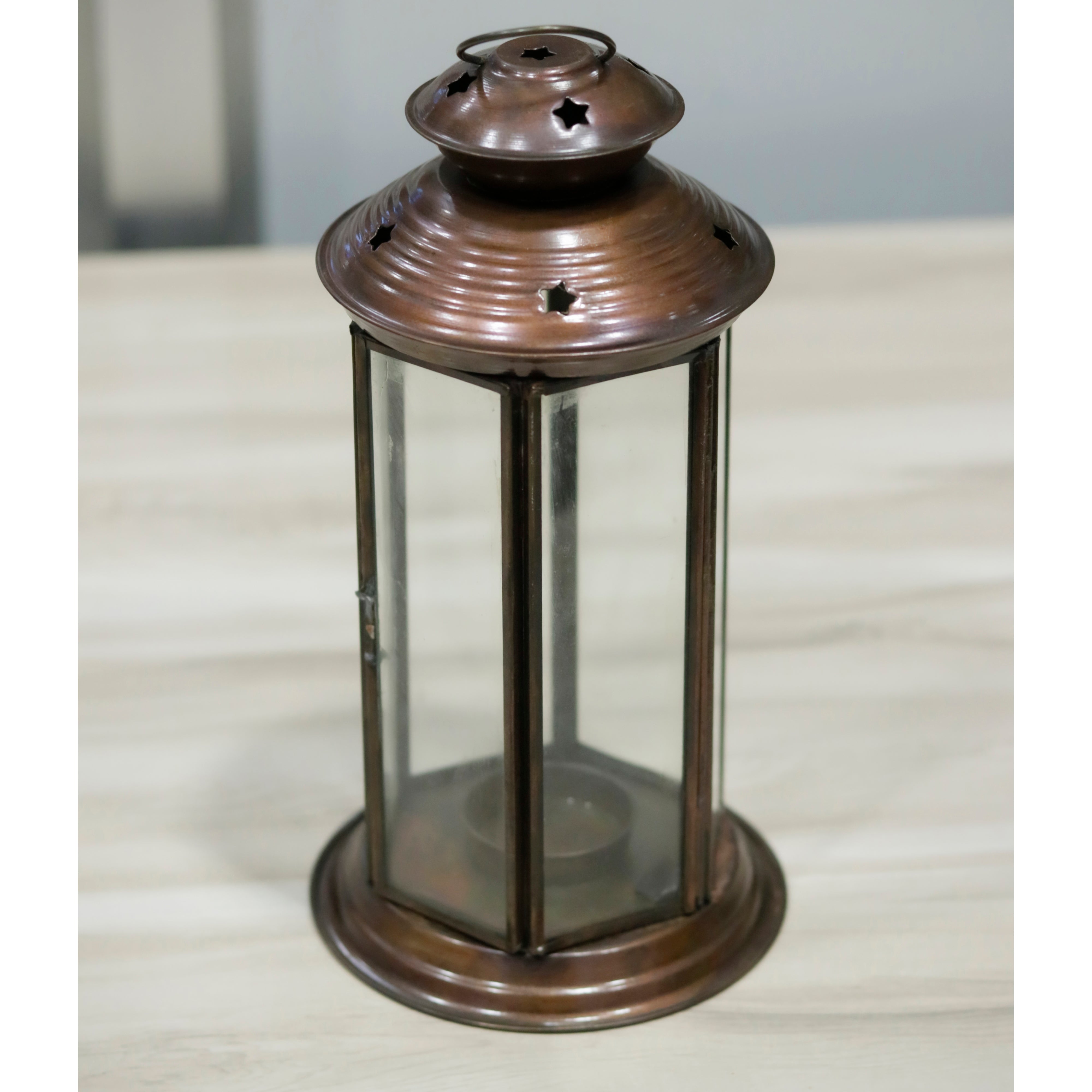 Antique Round Silver Metal Seasonal Lamp for Home Decor Candle Holder