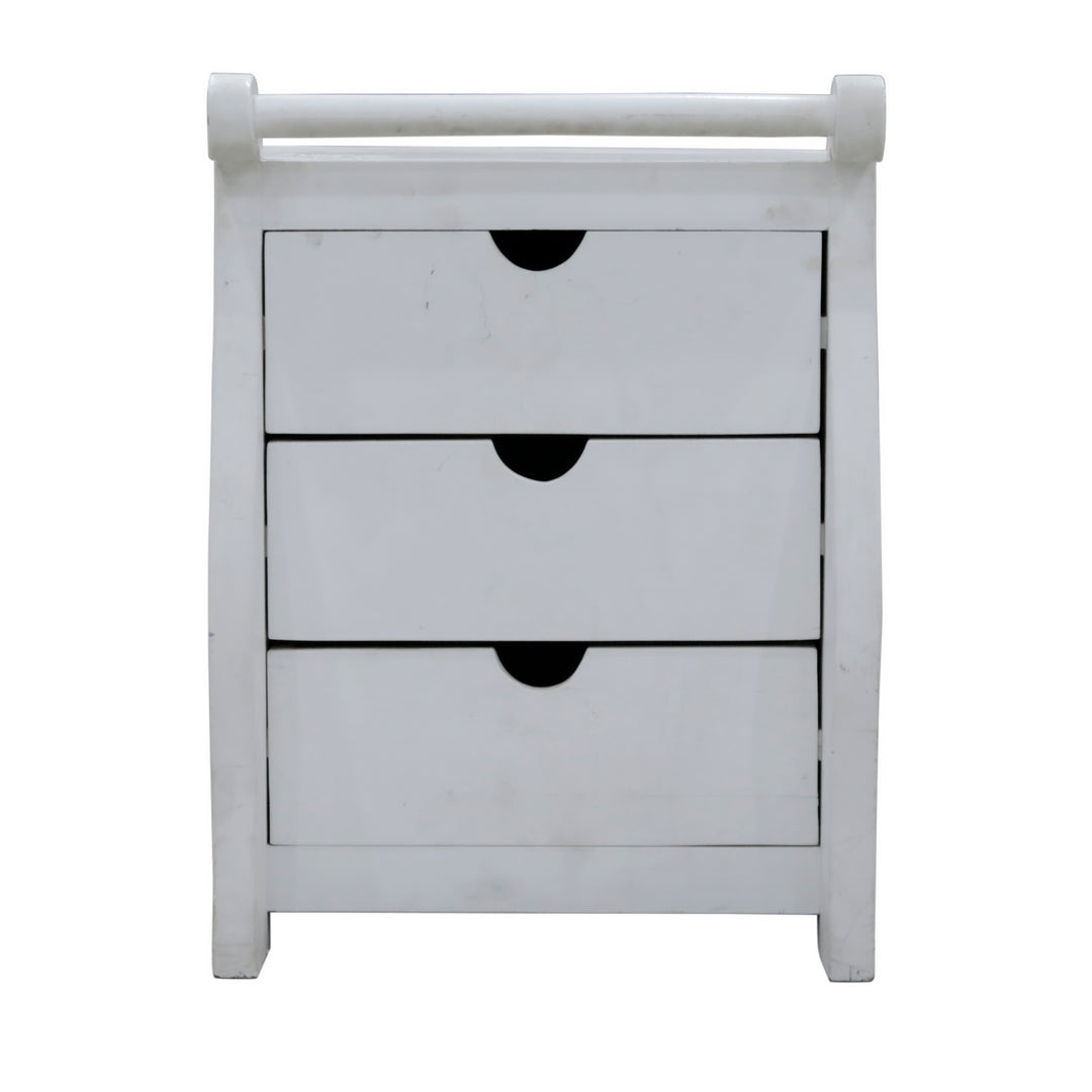 Glam Gray 3 Drawer Wooden Handmade Bedroom Bedside Bedside