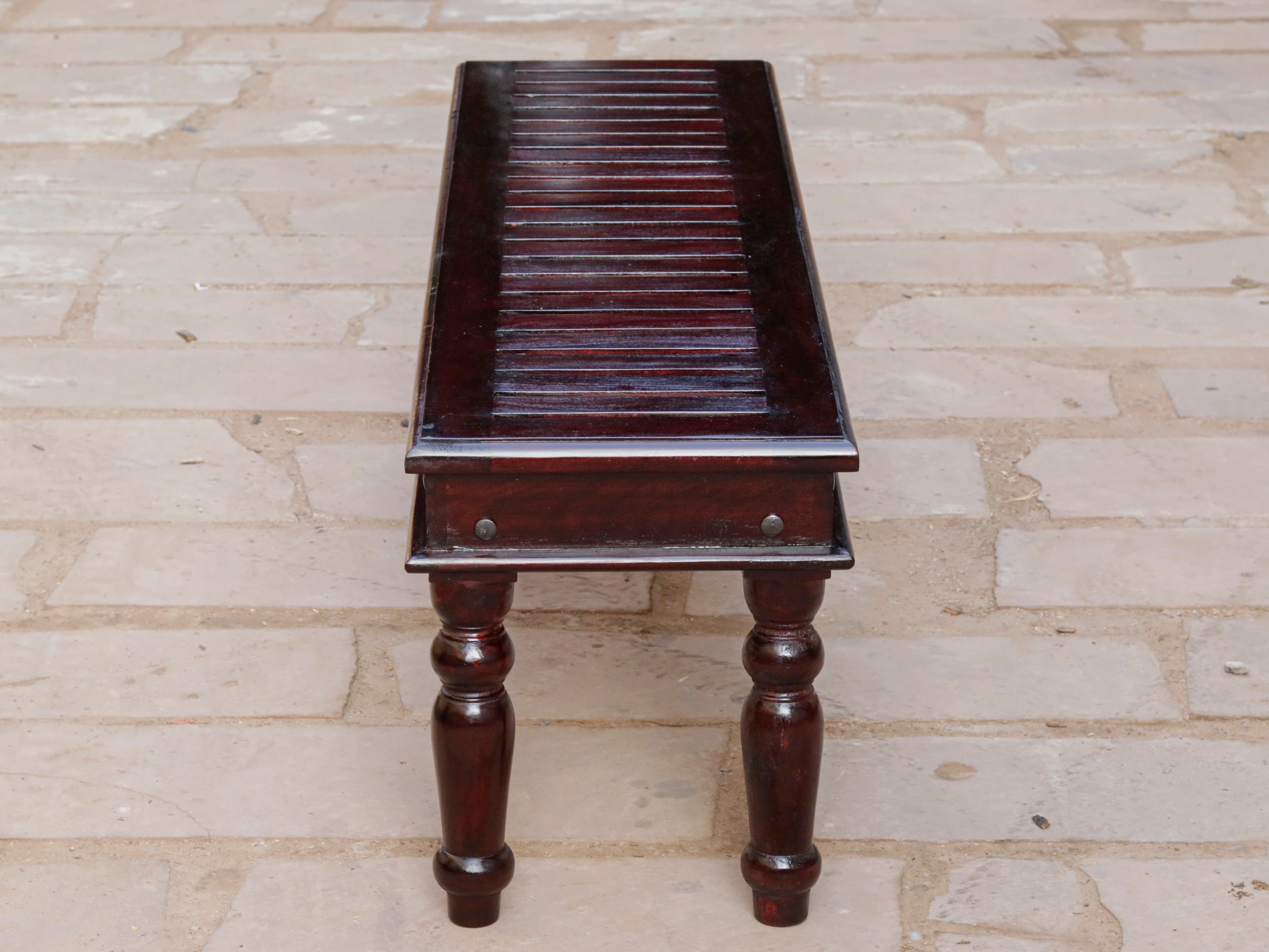 Delight Dark Mahogany Stripped Wooden Handmade Seating Bench bench