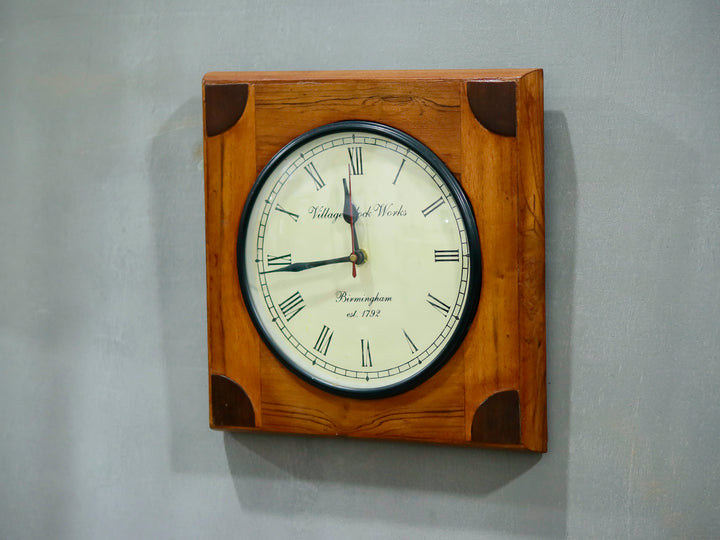 Montage Natural Brown Wooden Quadrant Design Clock Clock