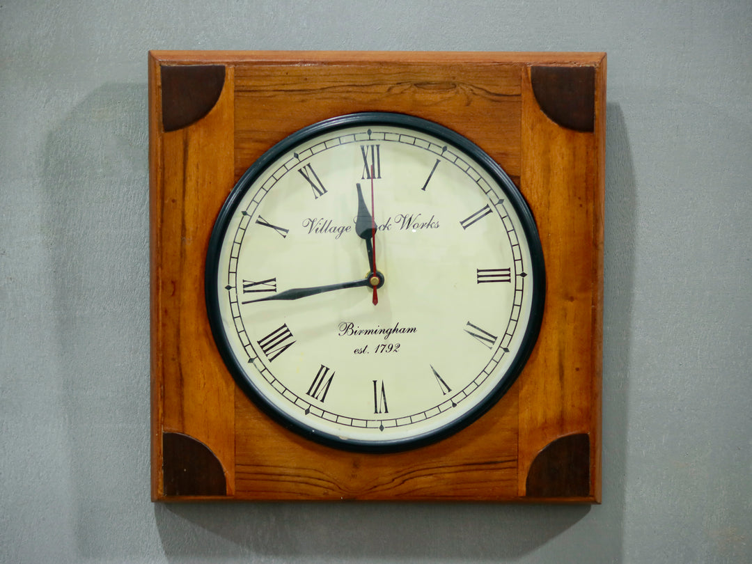 Montage Natural Brown Wooden Quadrant Design Clock Clock