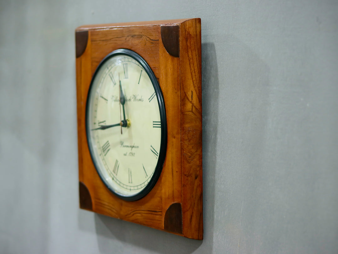 Montage Natural Brown Wooden Quadrant Design Clock Clock