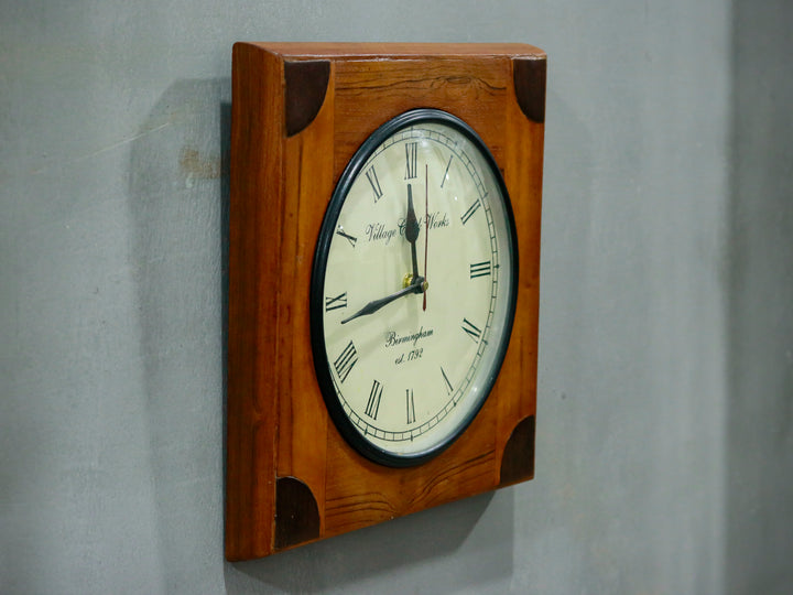 Montage Natural Brown Wooden Quadrant Design Clock Clock