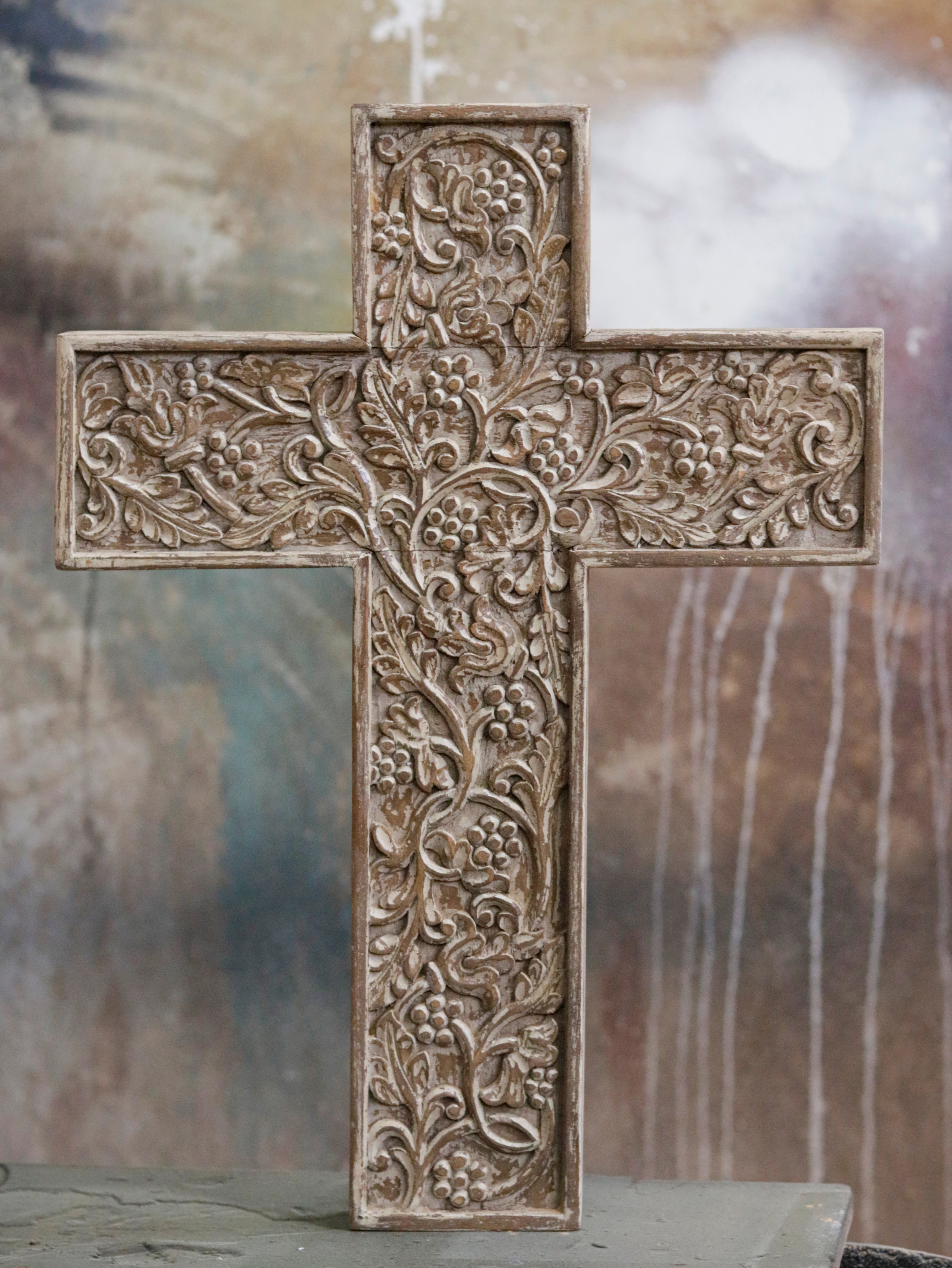 Miracle Style Wooden Cross Carved Handmade Wall Decor Traditional Décor