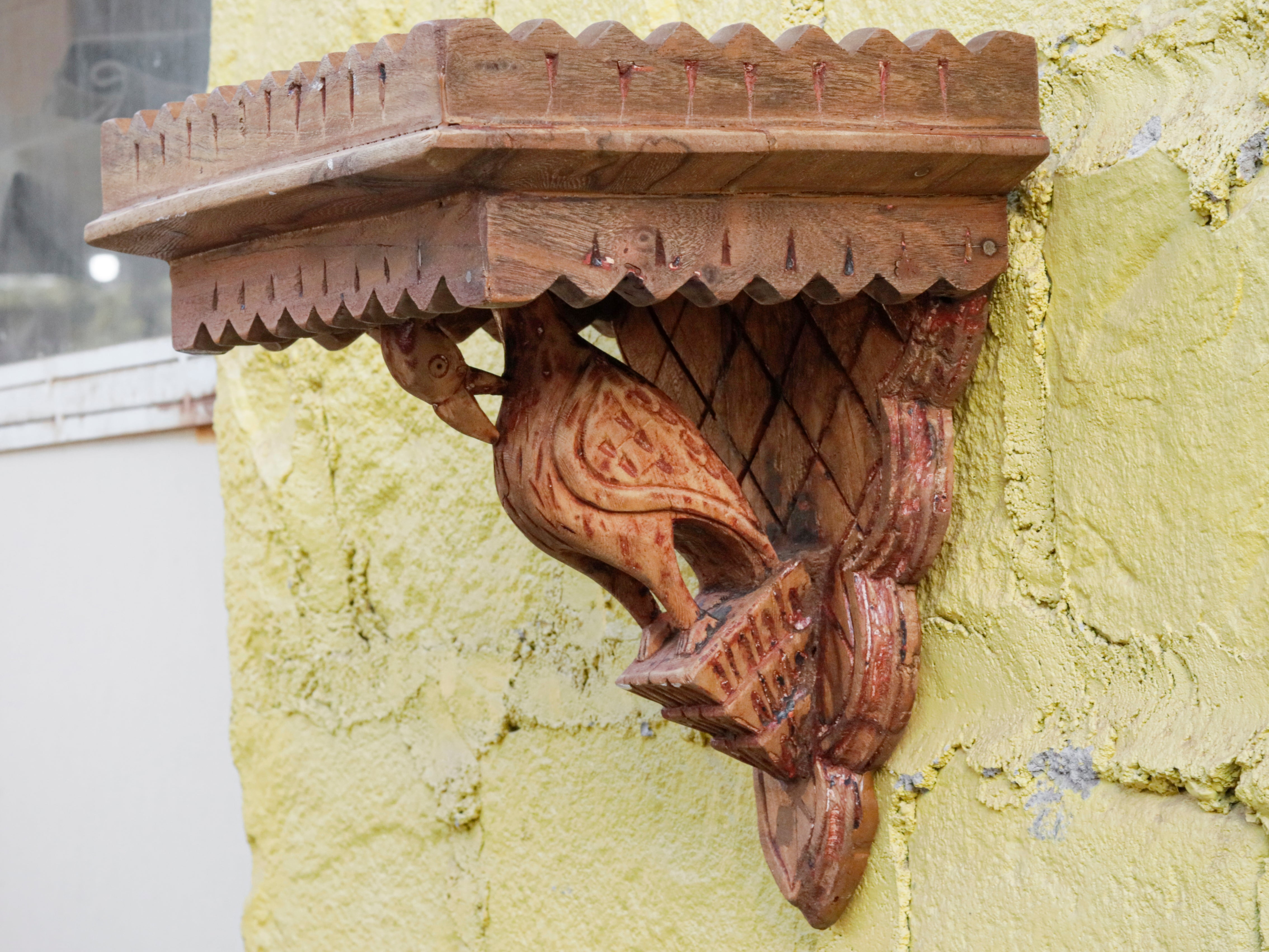 Old Antique Heritage Carved Handmade Wooden Door Bracket Wall Rack