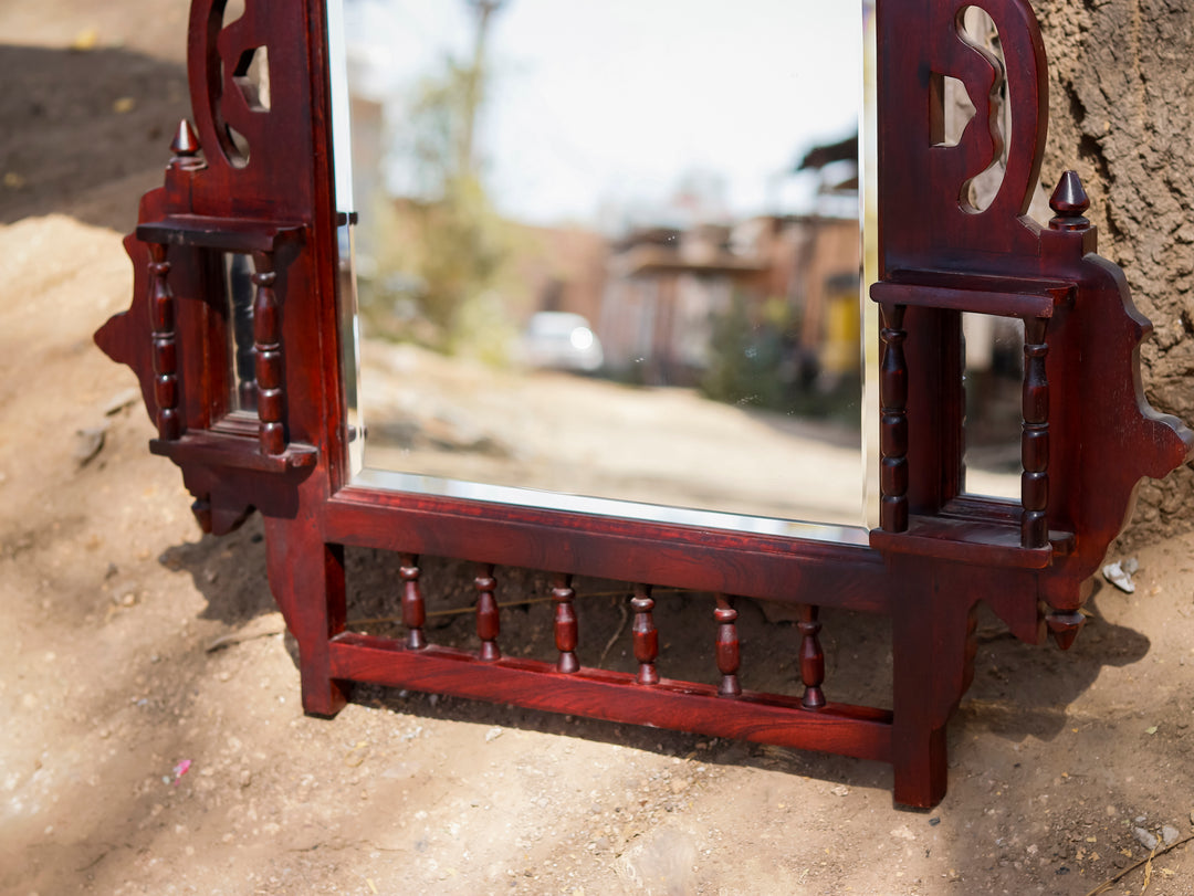 Dark Polished Carved Mirror Mirror