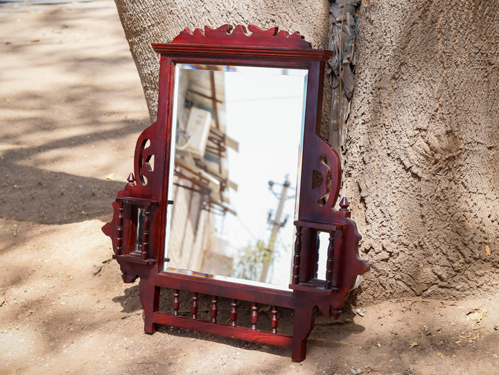 Dark Polished Carved Mirror Mirror