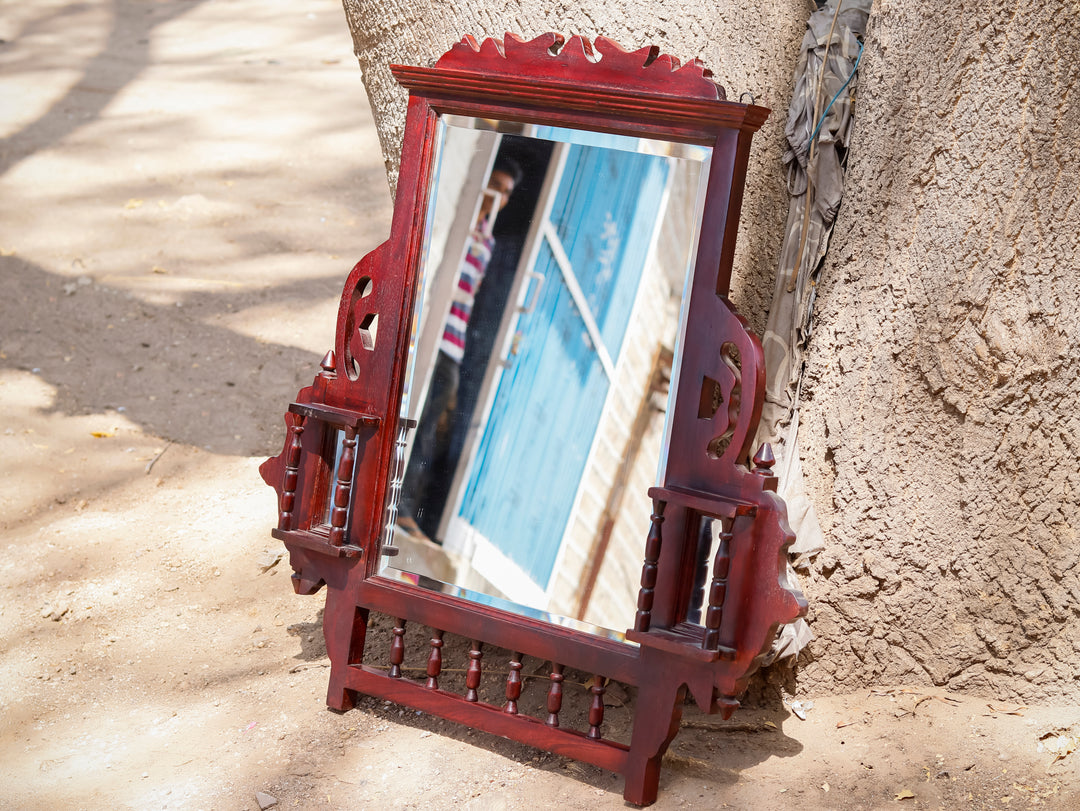 Dark Polished Carved Mirror Mirror