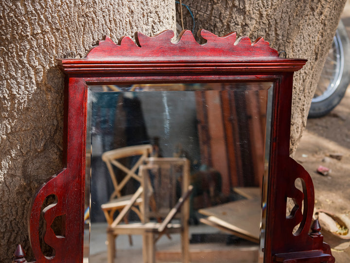 Dark Polished Carved Mirror Mirror