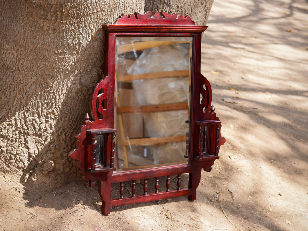 Dark Polished Carved Mirror Mirror