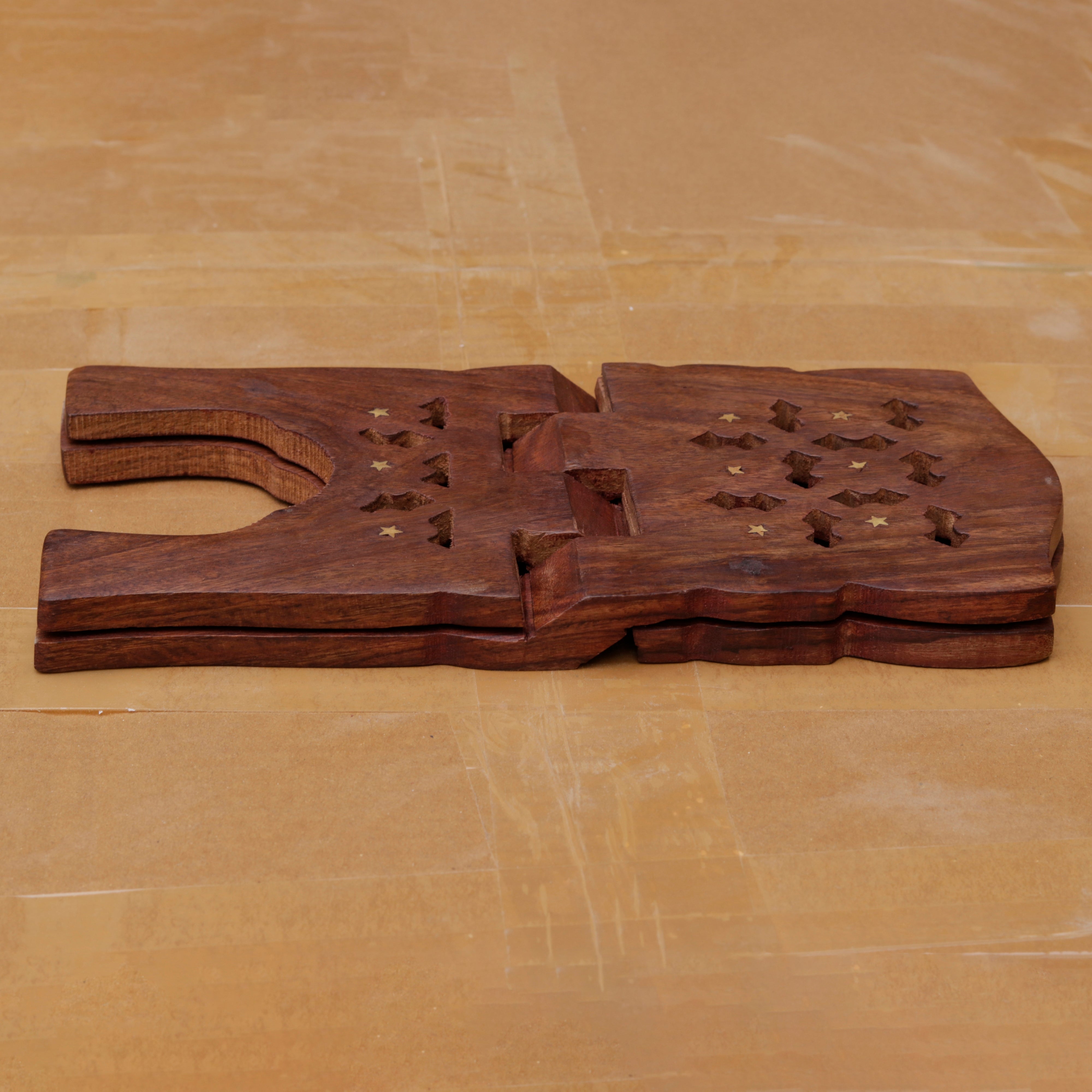 Carved Wooden Book Holder Temple