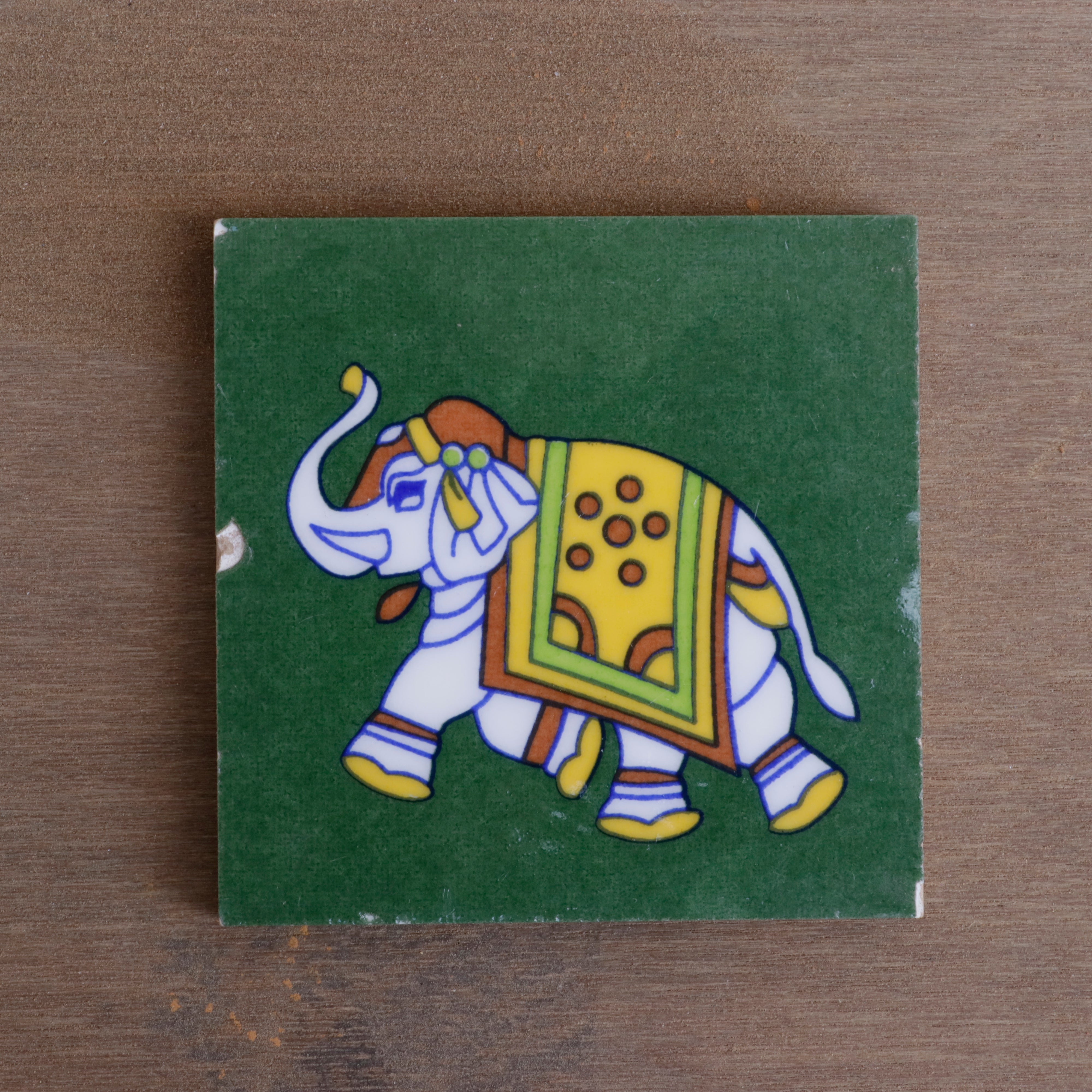 Madgreen Cultural Elephant Designed Ceramic Square Tile Ceramic Tile