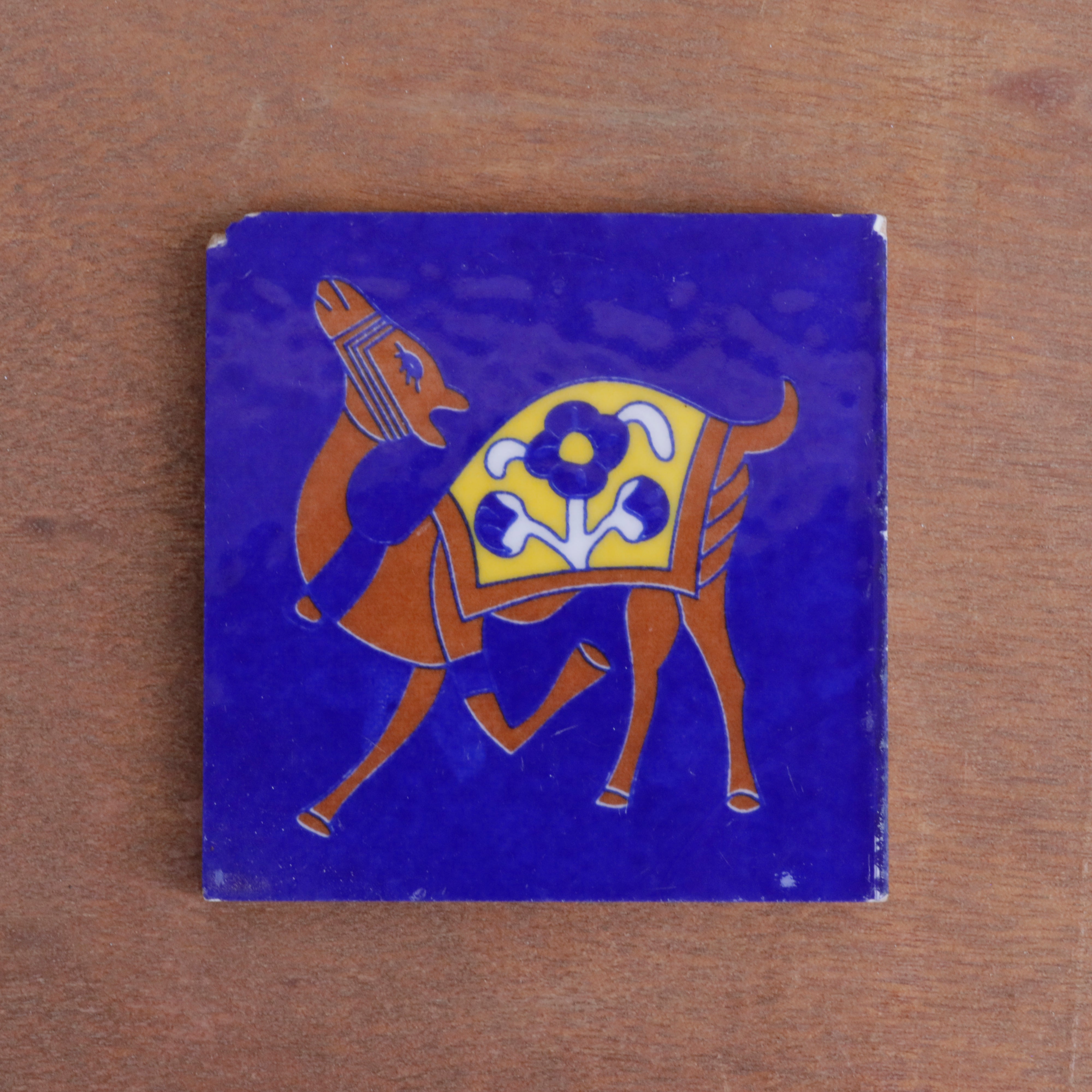 Montage Blue Dancing Camel Designed Square Ceramic Tile Ceramic Tile