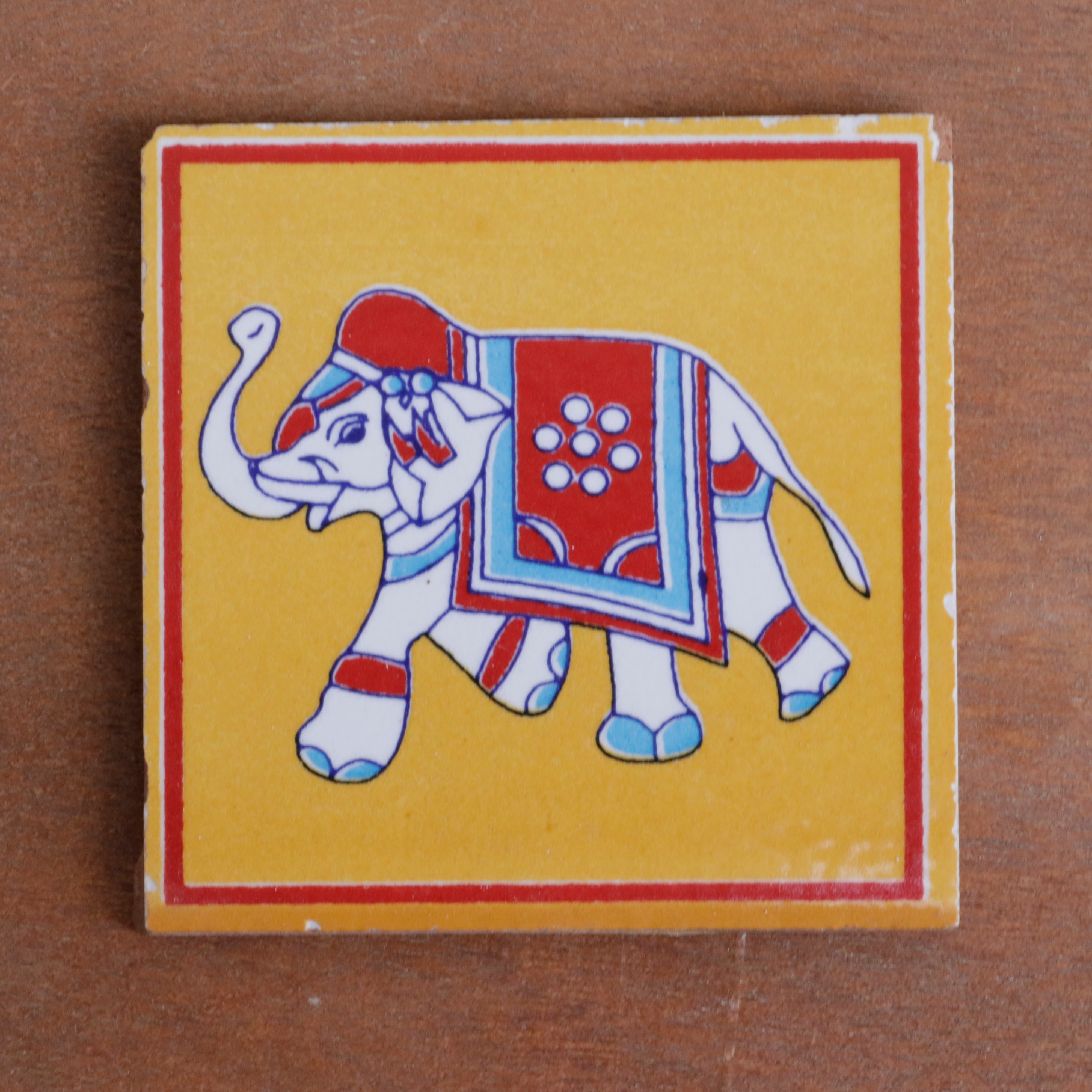 Indian Antique Style Elephant Designed Ceramic Square Tile Ceramic Tile