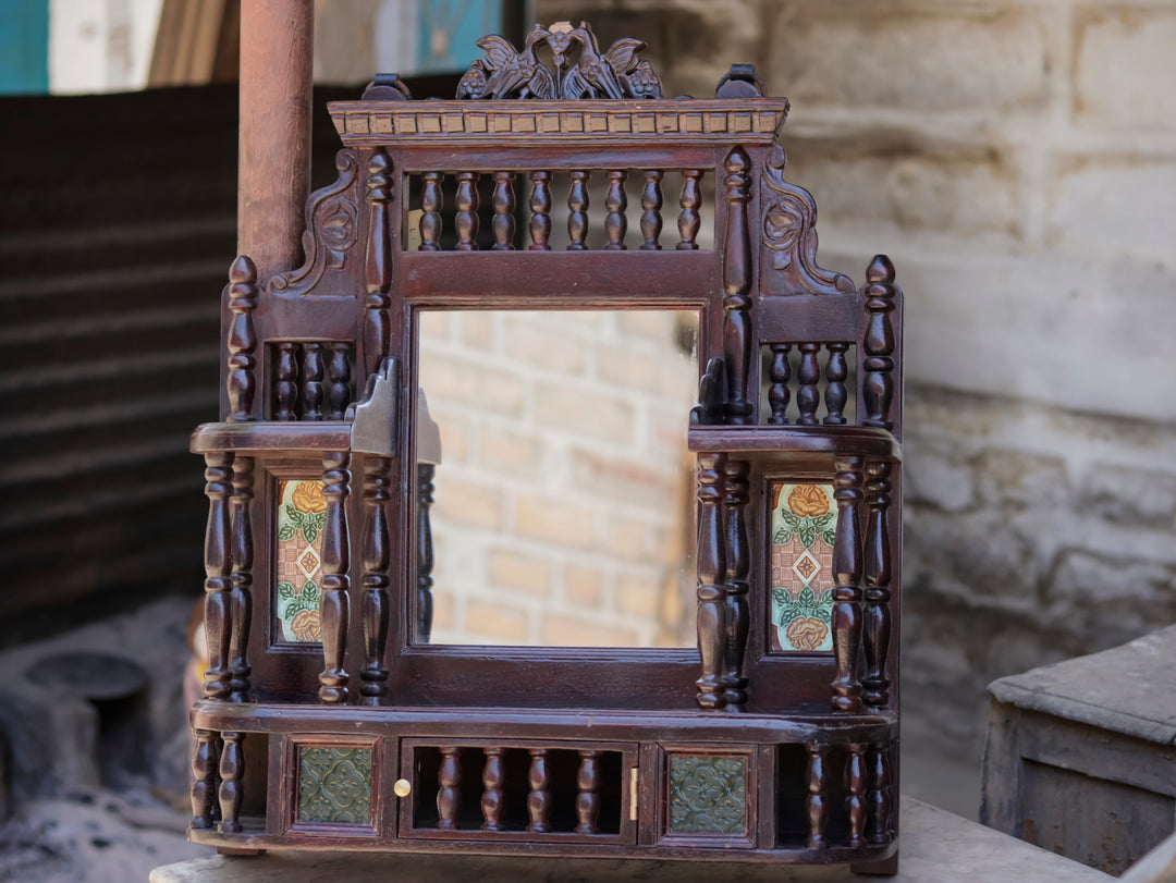 Intricate Carved Teak Wood Mirror Mirror