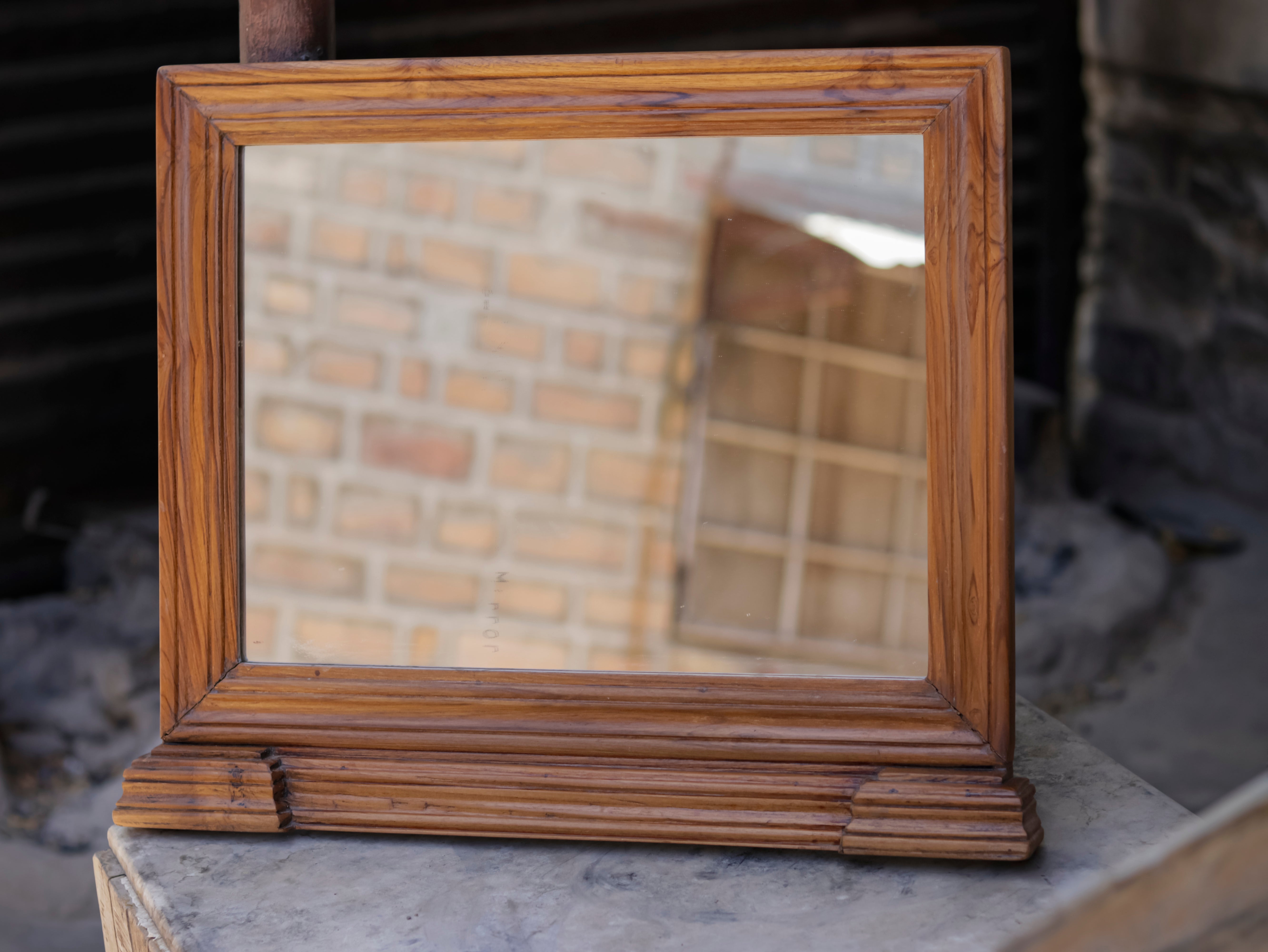 Elegant Strip Square Designed Wooden Handmade Wall Mirror