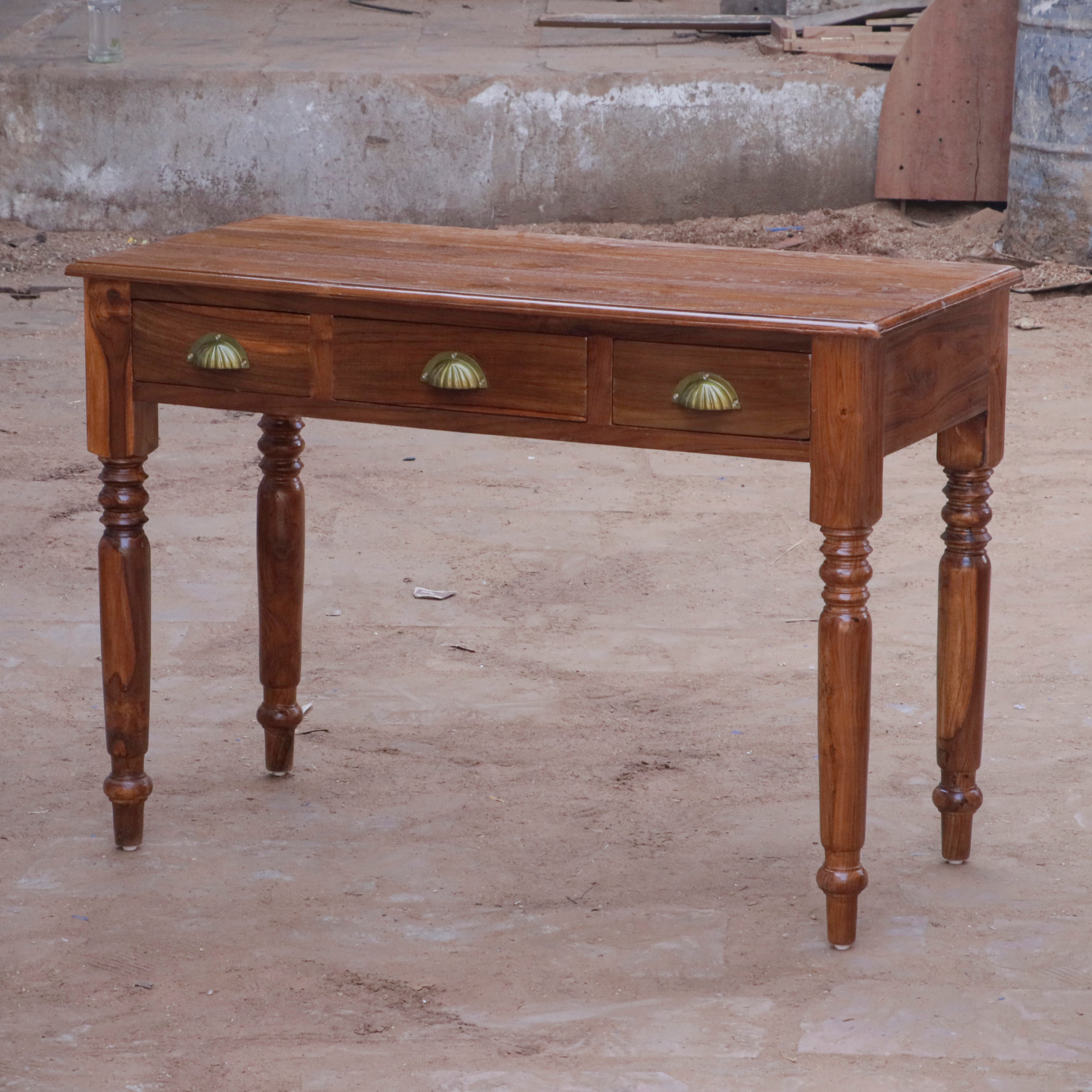 Teak Triple Drawer Desk Study Table