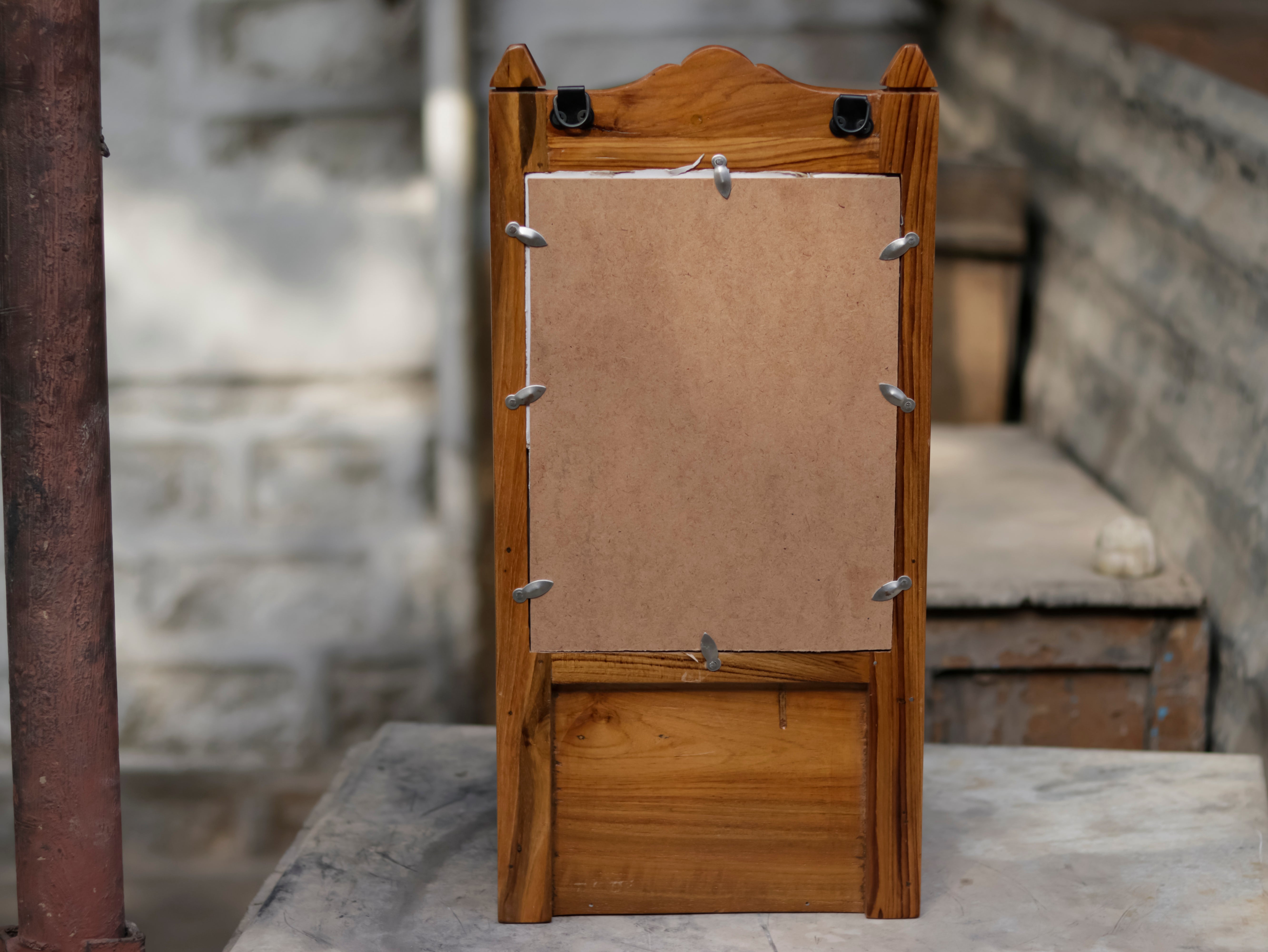 Solid Wood Mirror with Basket Mirror